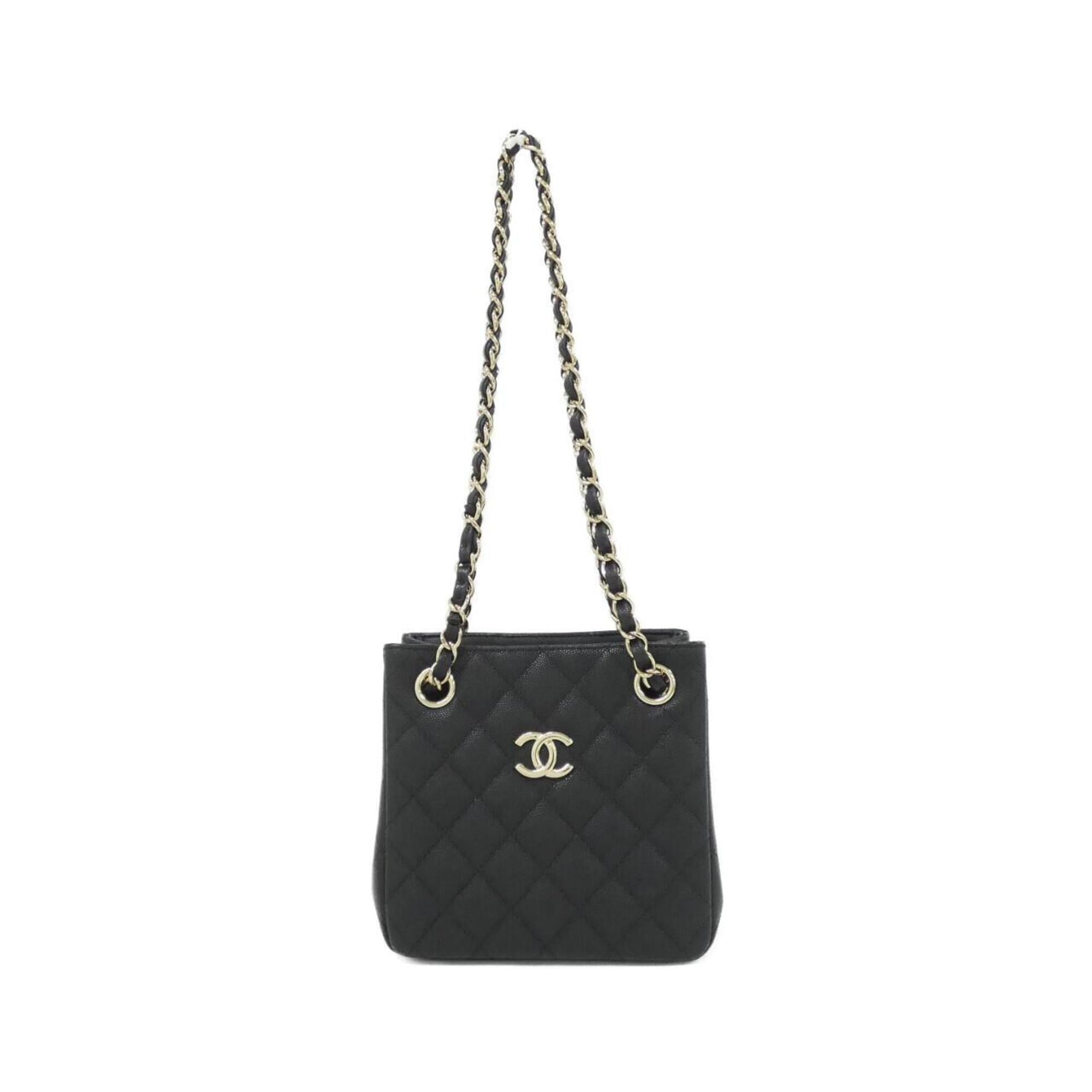 Chanel Black Grained Calfskin Shoulder Bag (Pre-Owned)