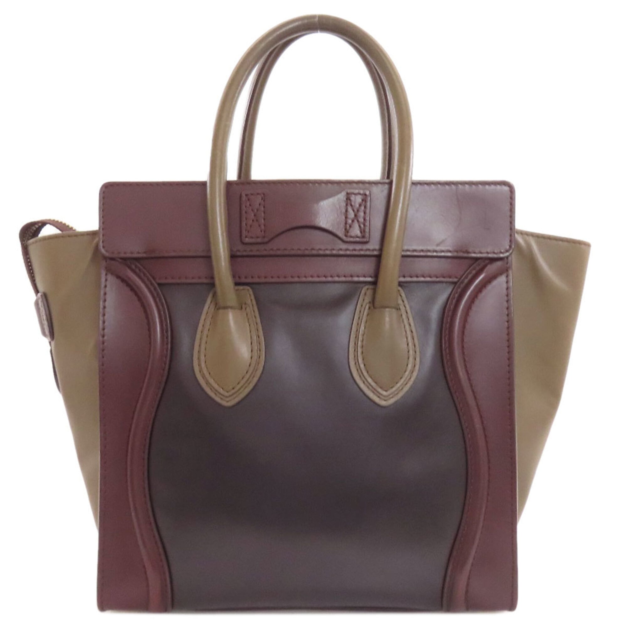 Celine Black Bordeaux Brown Leather Tote Bag (Pre-Owned)