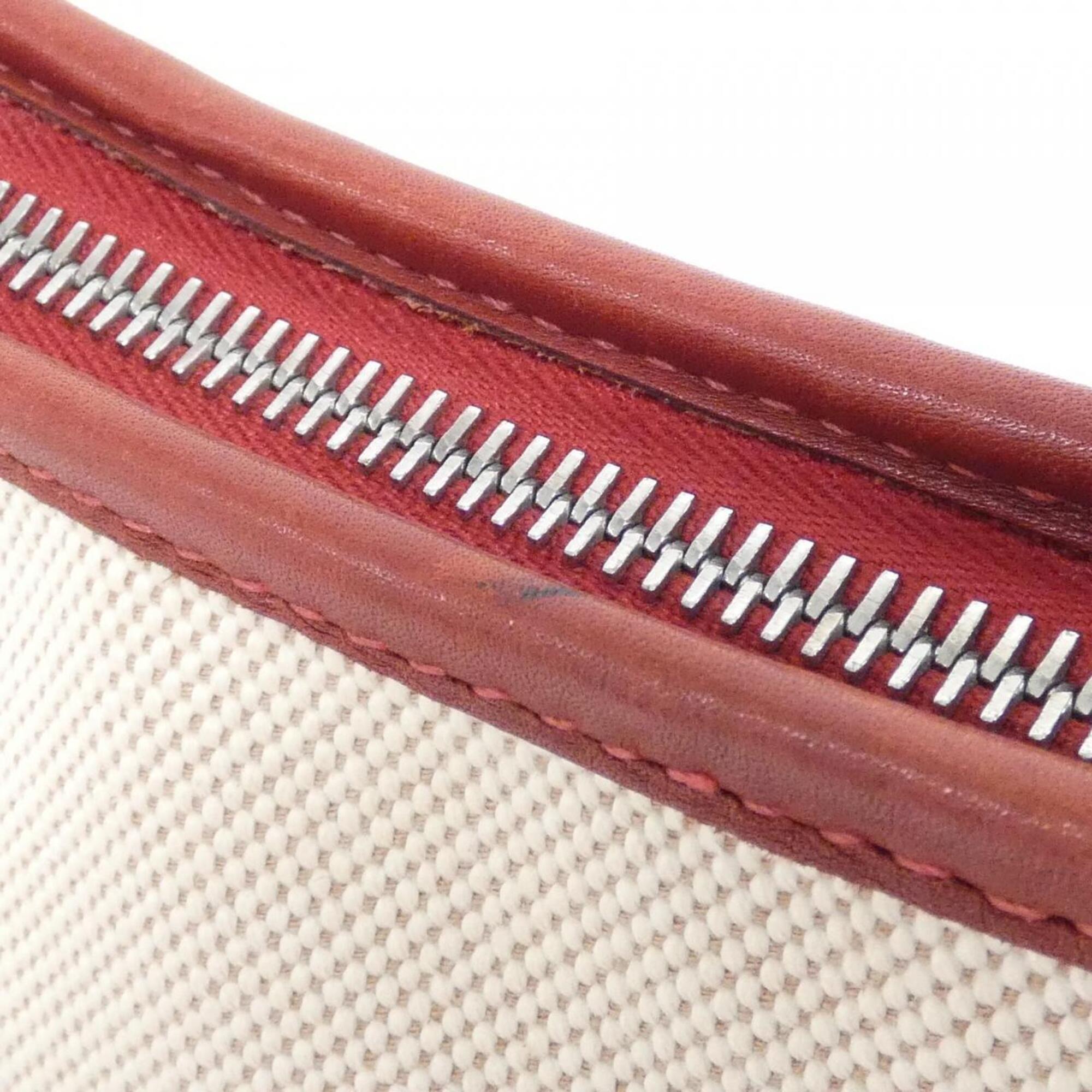 Hermes Rouge H Toile H Evercalf Leather Shoulder Bag (Pre-Owned)