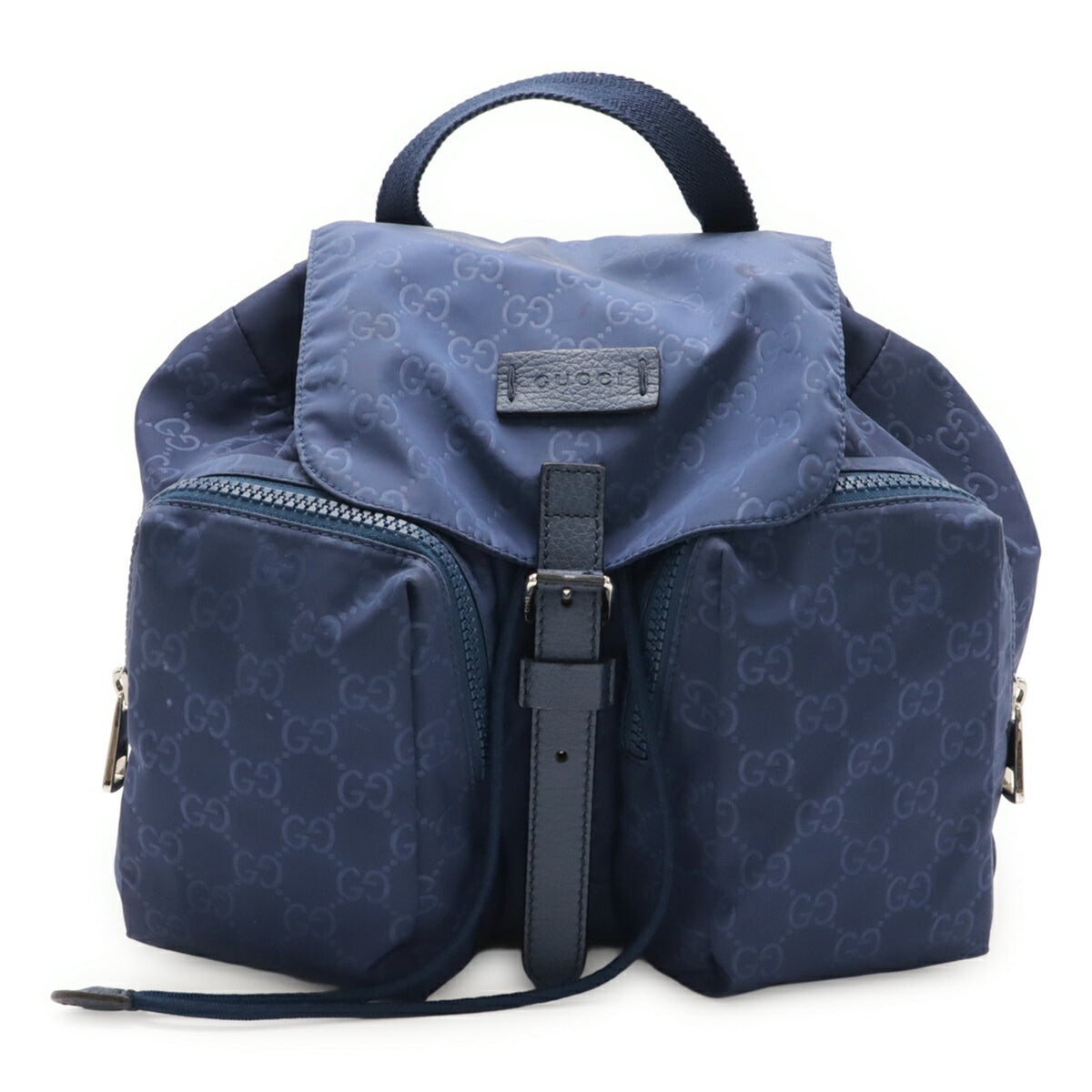 Gucci Navy Nylon Leather Backpack (Pre-Owned)