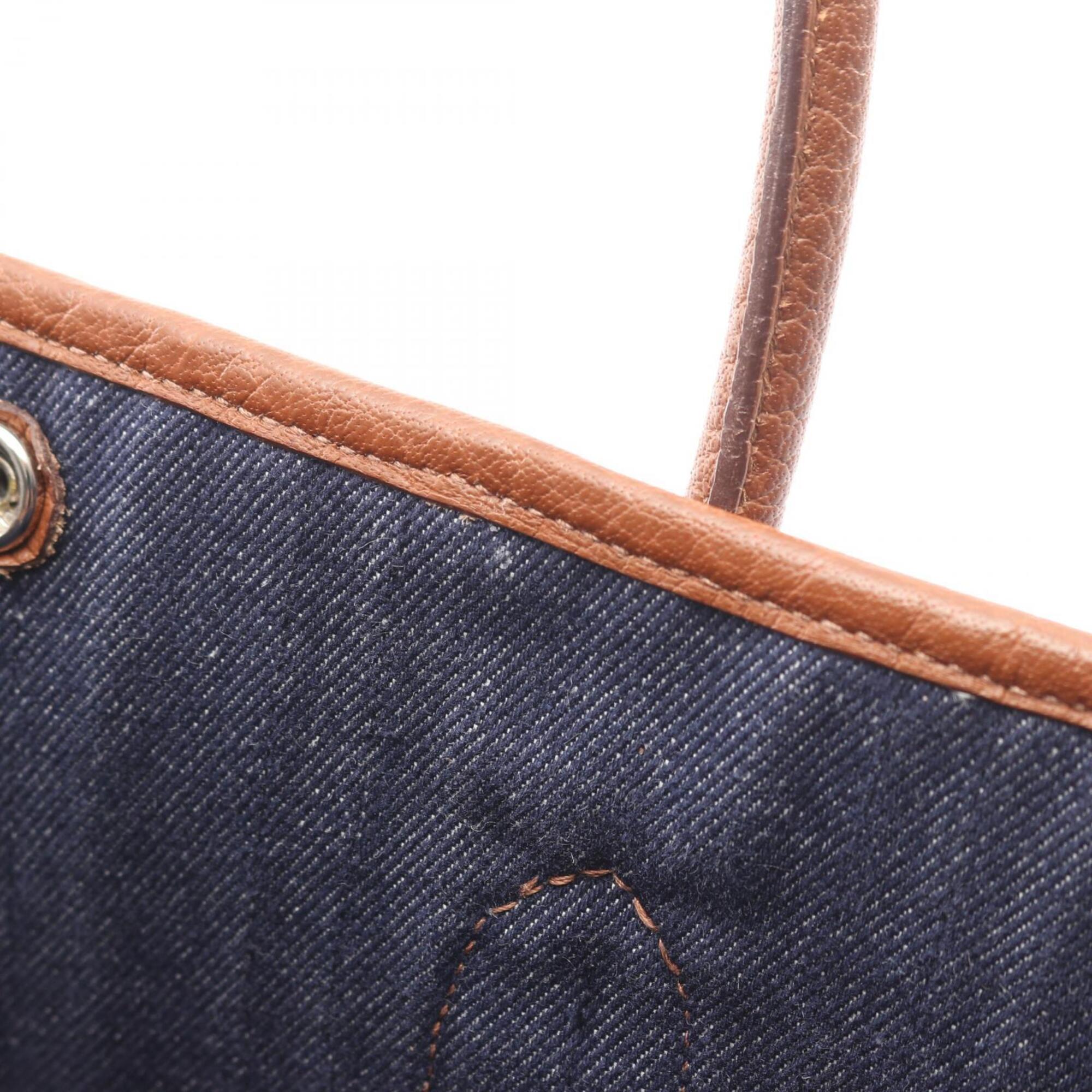 Hermes Garden Brown Navy Buffle Skipper Leather Handbag Tote Bag (Pre-Owned)