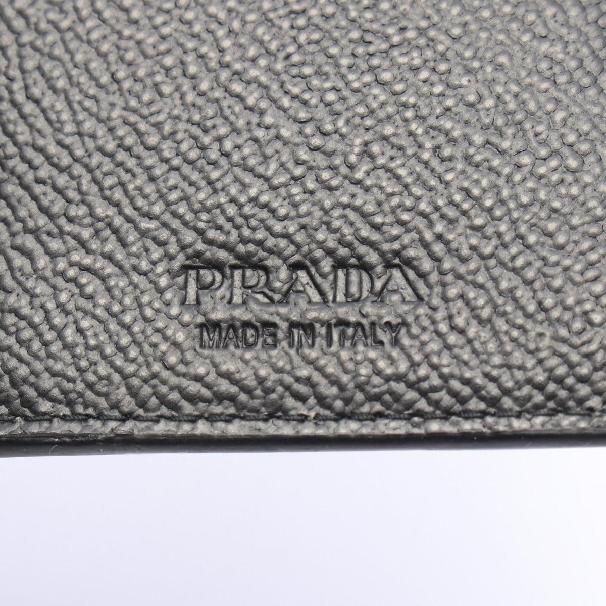 Prada Black Gray Leather Long Wallet (Bi-Fold) (Pre-Owned)