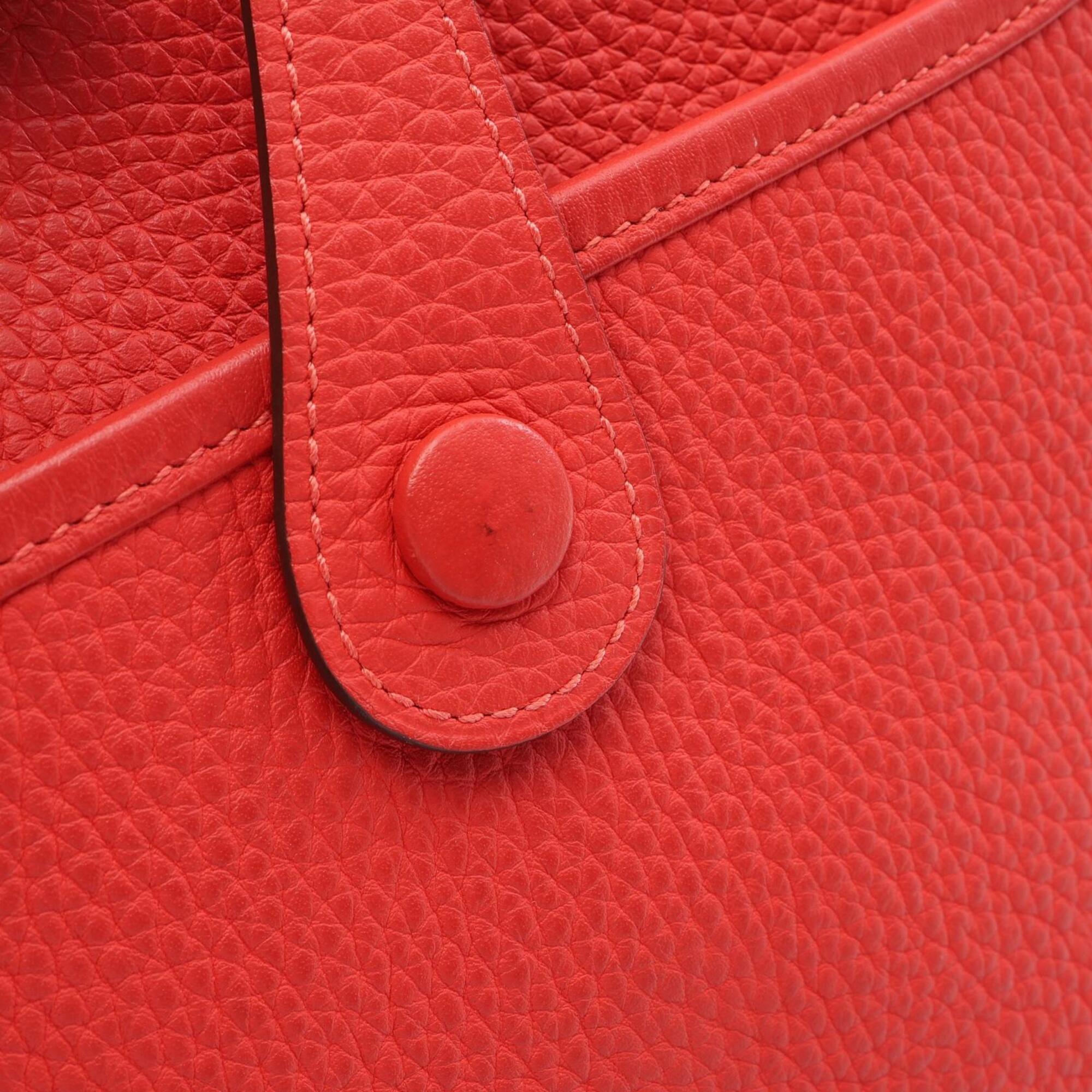 Hermes Red Color Taurillon Clemence Leather Handbag Shoulder Bag (Pre-Owned)