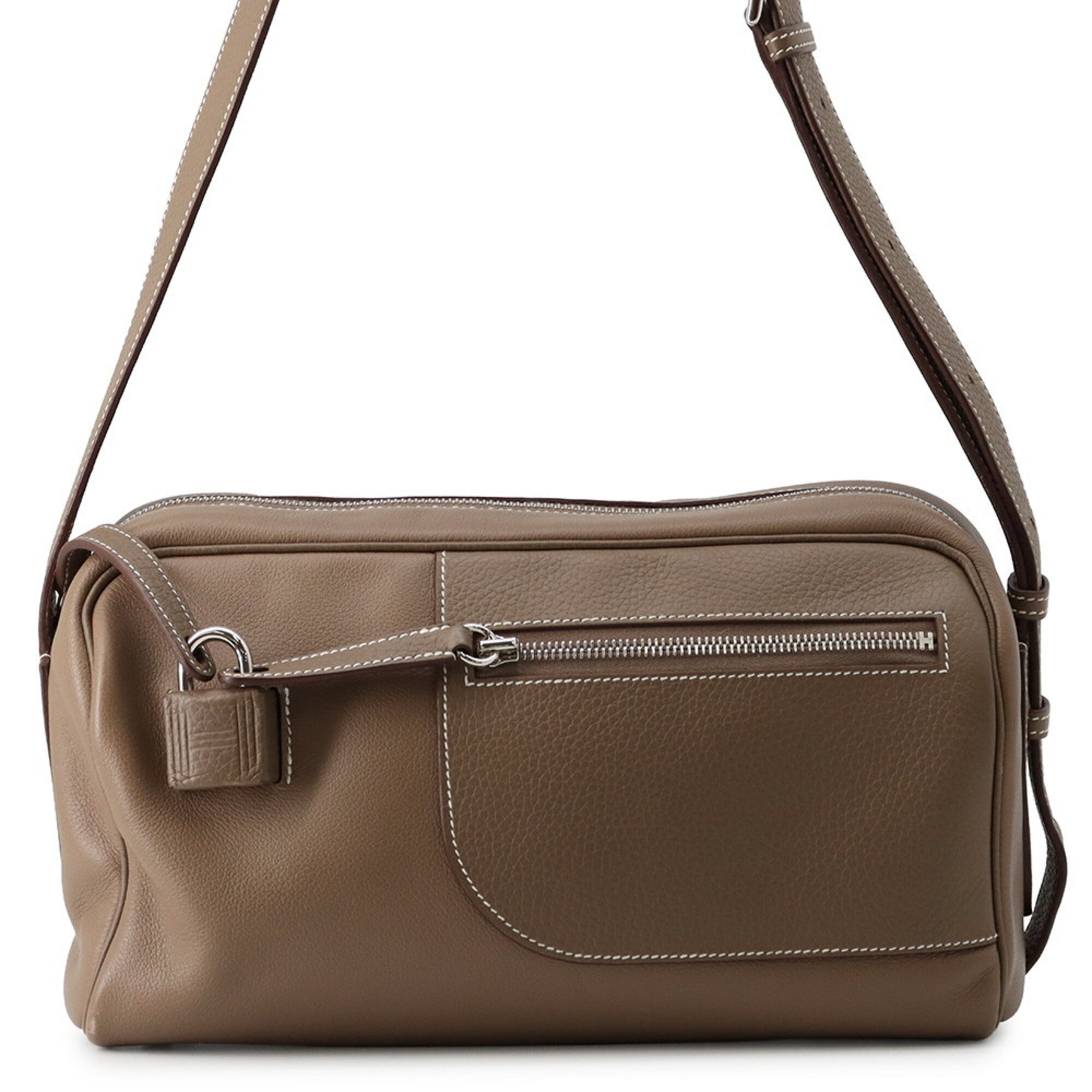 Hermes Etoupe Gray Taurillon Clemence Leather Handbag Shoulder Bag (Pre-Owned)