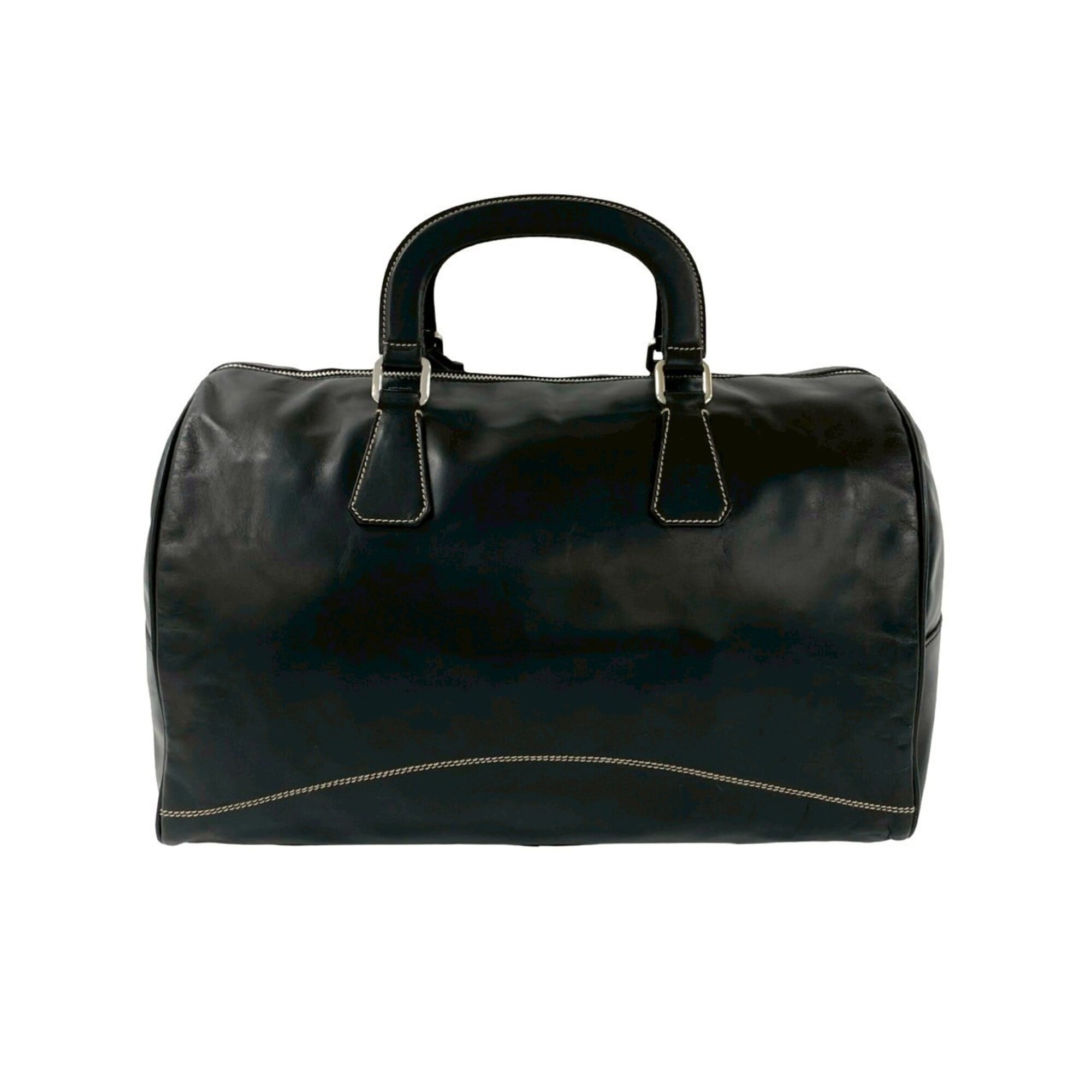 Prada Black Leather Boston Bag Handbag Shoulder Bag (Pre-Owned)
