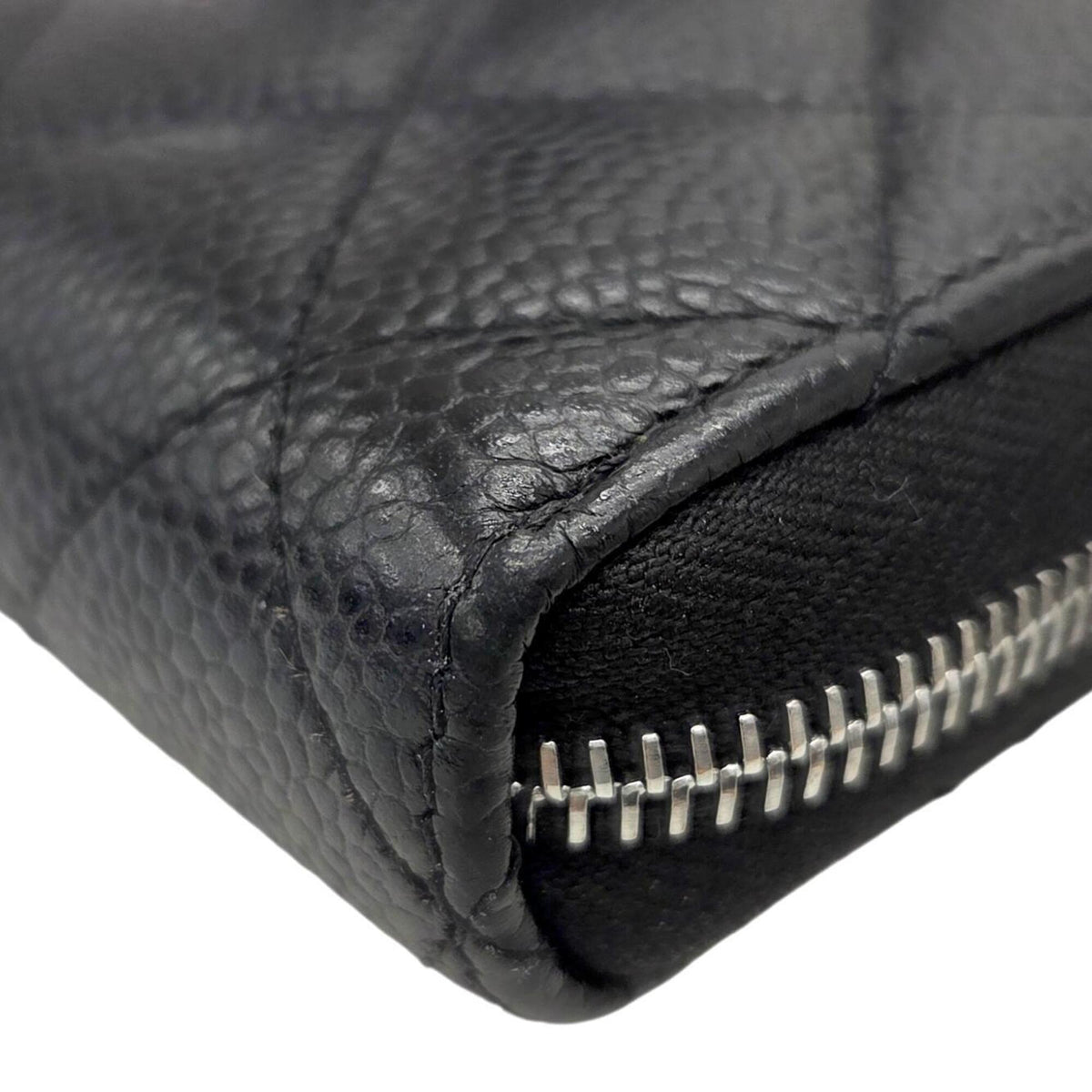 Chanel Black Grained Calfskin Long Wallet (Bi-Fold) (Pre-Owned)
