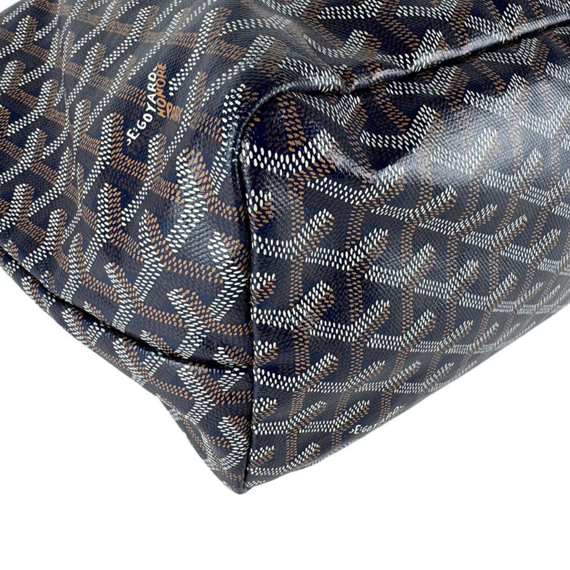 Goyard Brown Navy White Pvc Leather Tote Bag (Pre-Owned)