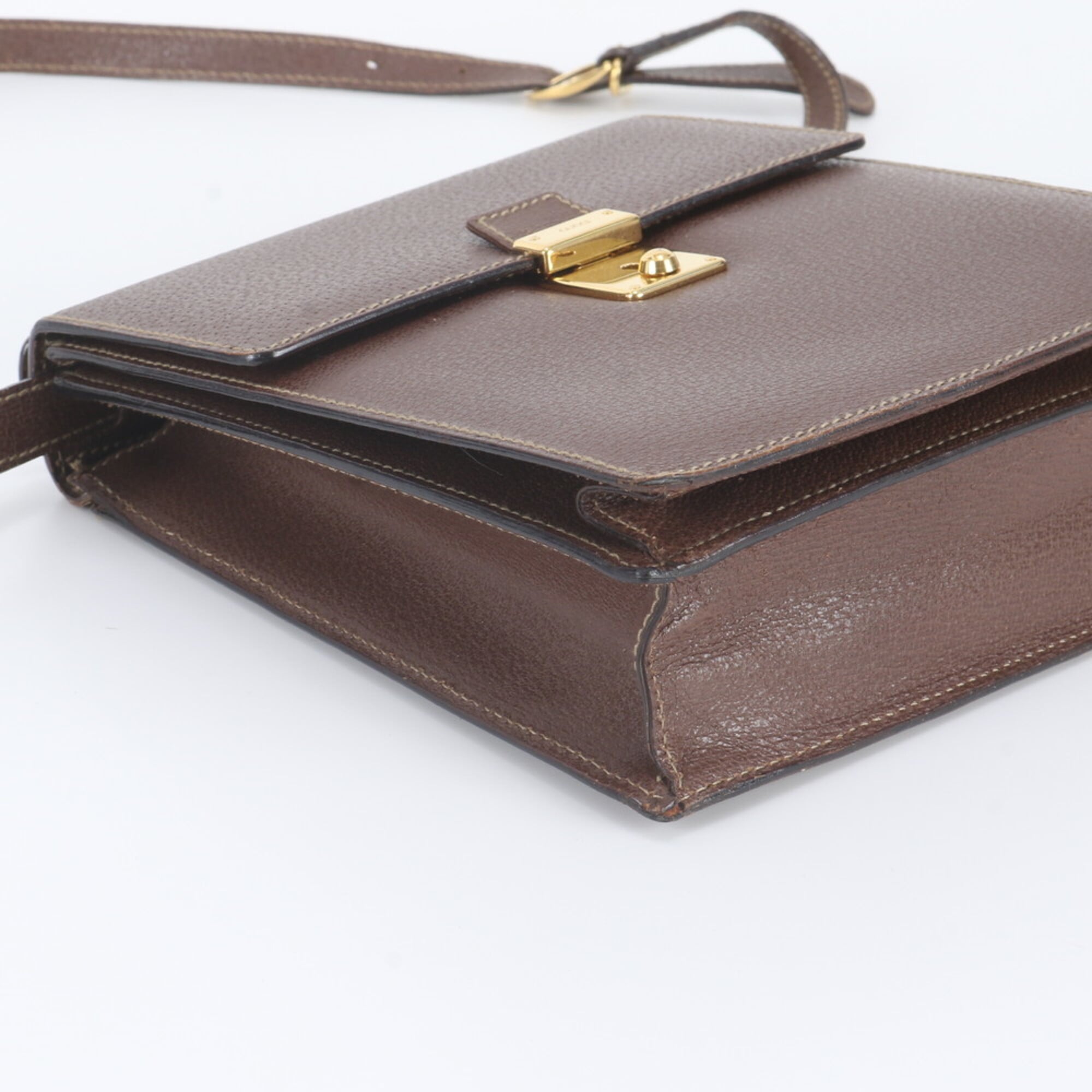 Gucci Brown Leather Crossbody Bag Handbag Shoulder Bag (Pre-Owned)