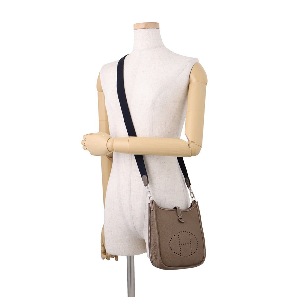 Hermes Blue Indigo Etoupe Gray Taurillon Clemence Leather Handbag Shoulder Bag (Pre-Owned)