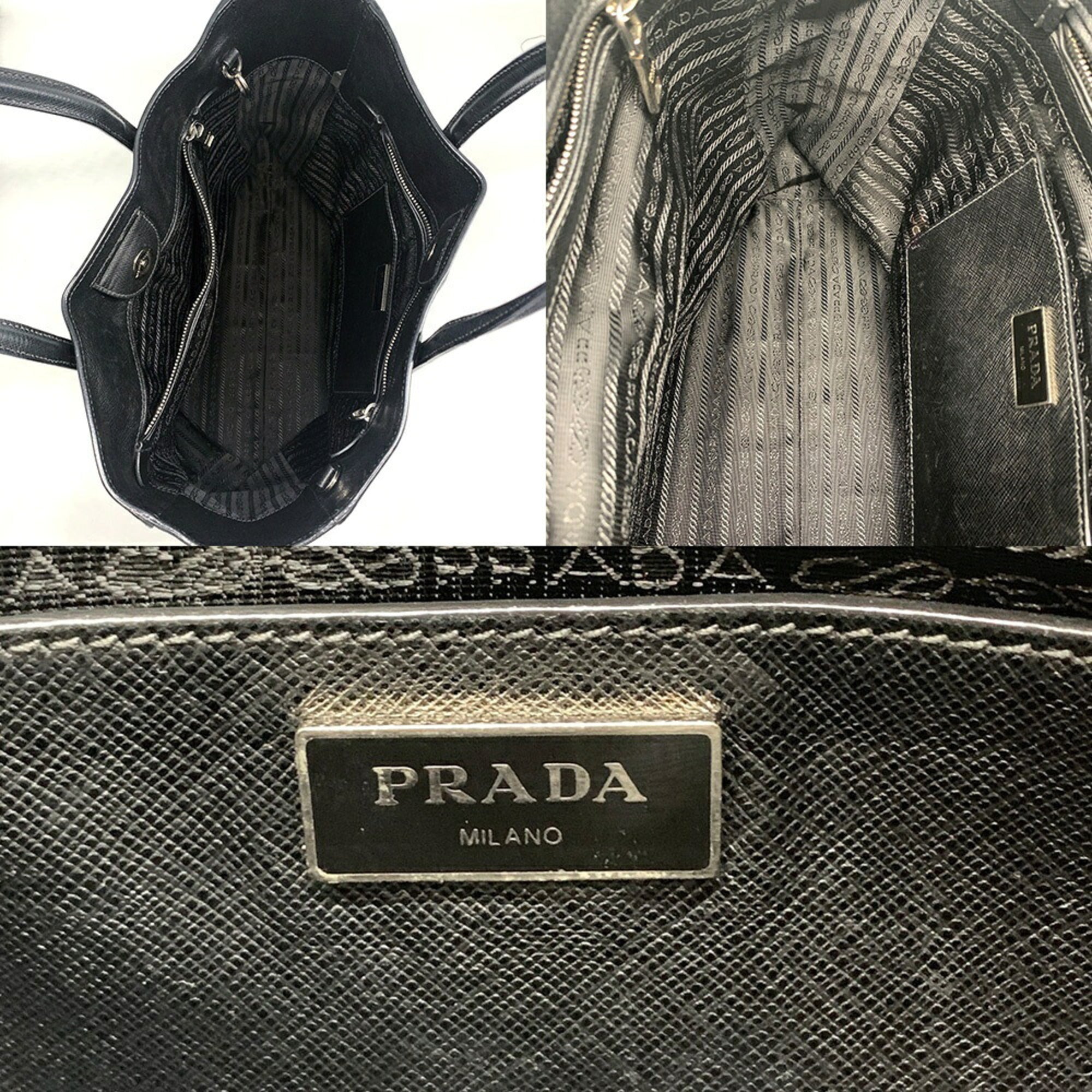 Prada Saffiano Black Saffiano Tote Bag (Pre-Owned)