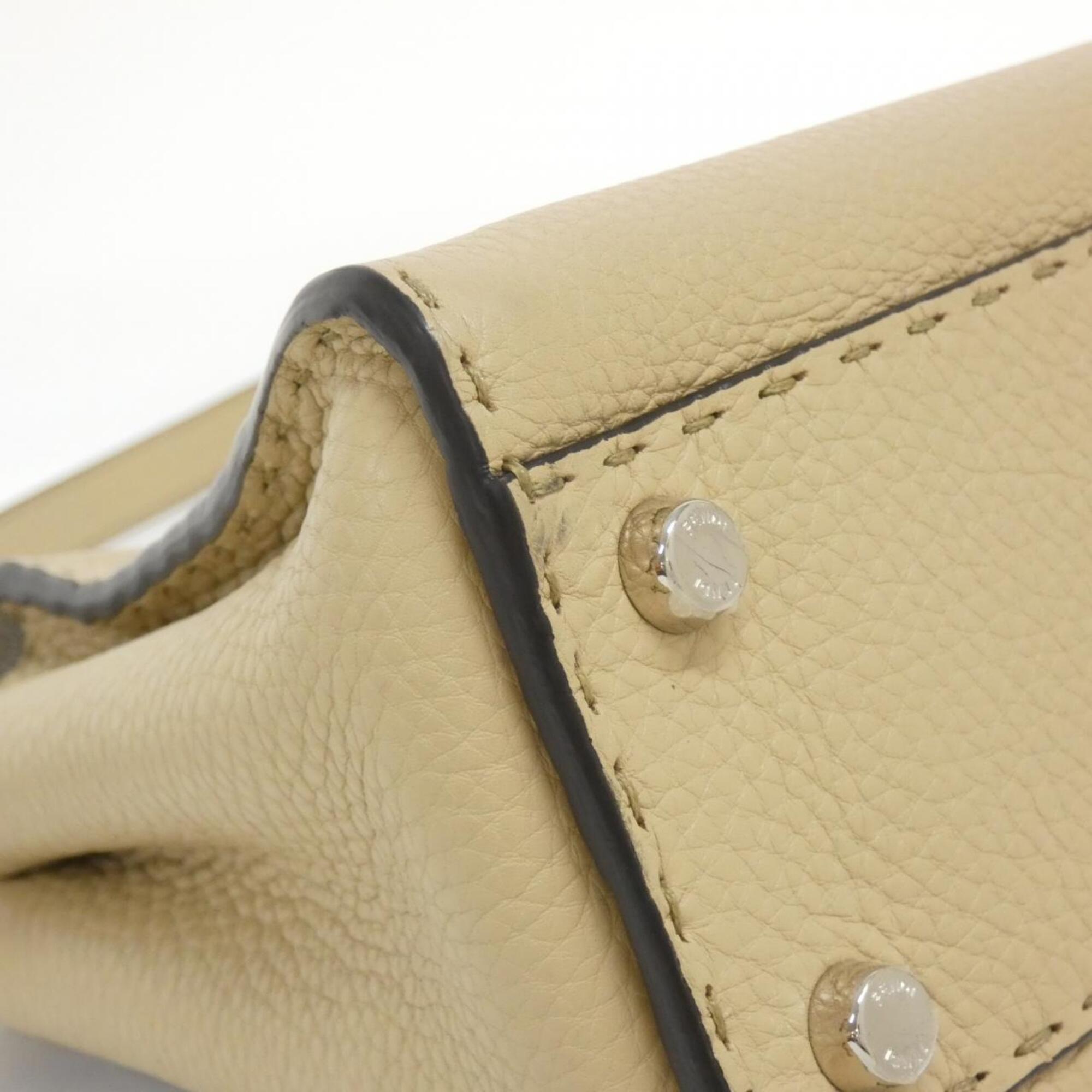 Fendi Peekaboo Silver Leather Handbag (Pre-Owned)