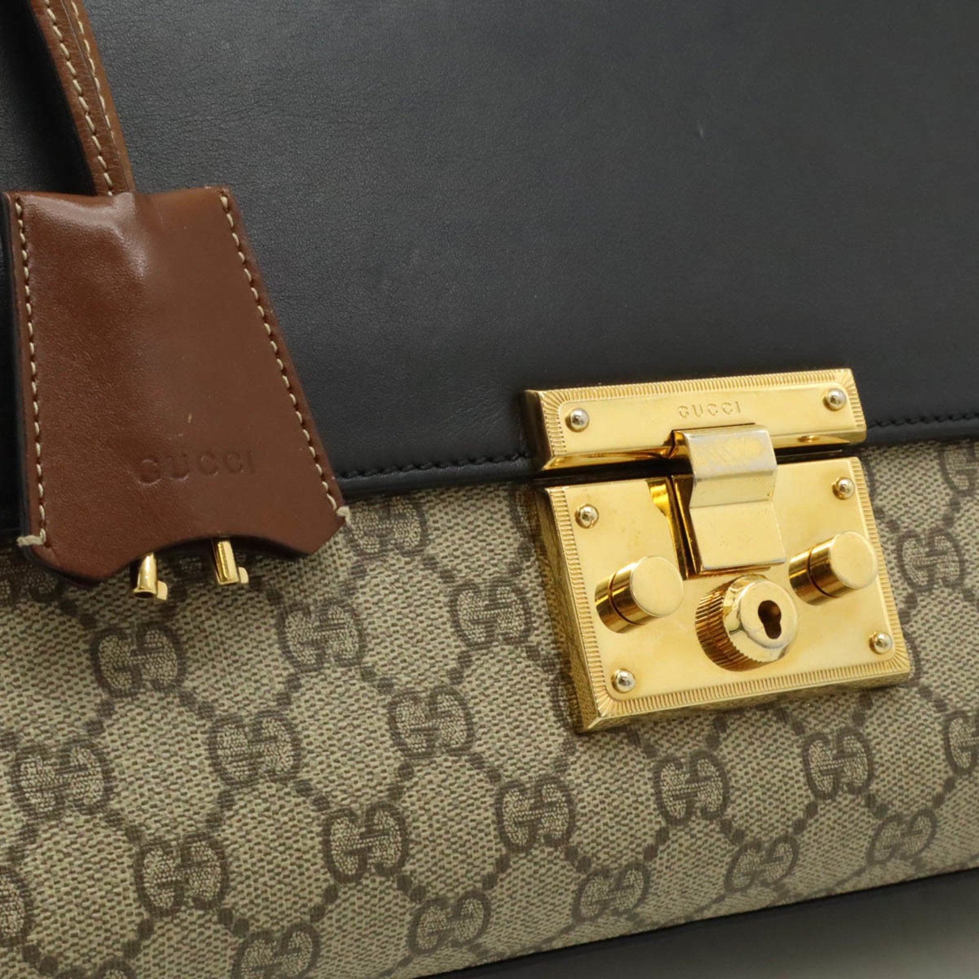 Gucci Beige Black Brown Pvc Leather Shoulder Bag (Pre-Owned)