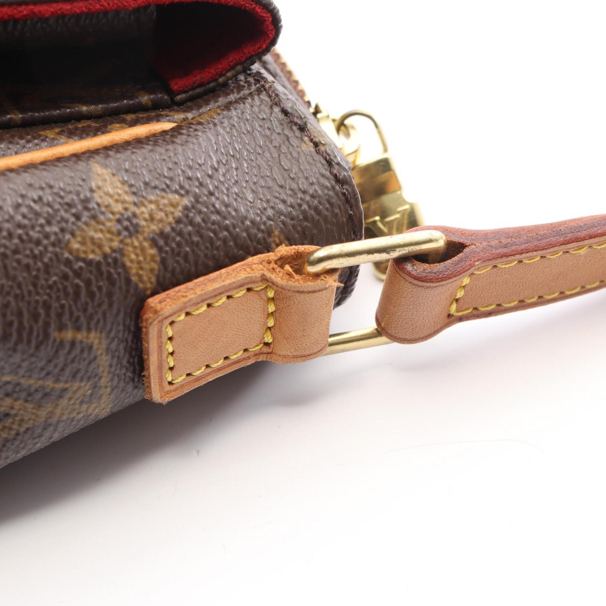 Louis Vuitton Brown Coated Canvas Leather Handbag Shoulder Bag (Pre-Owned)