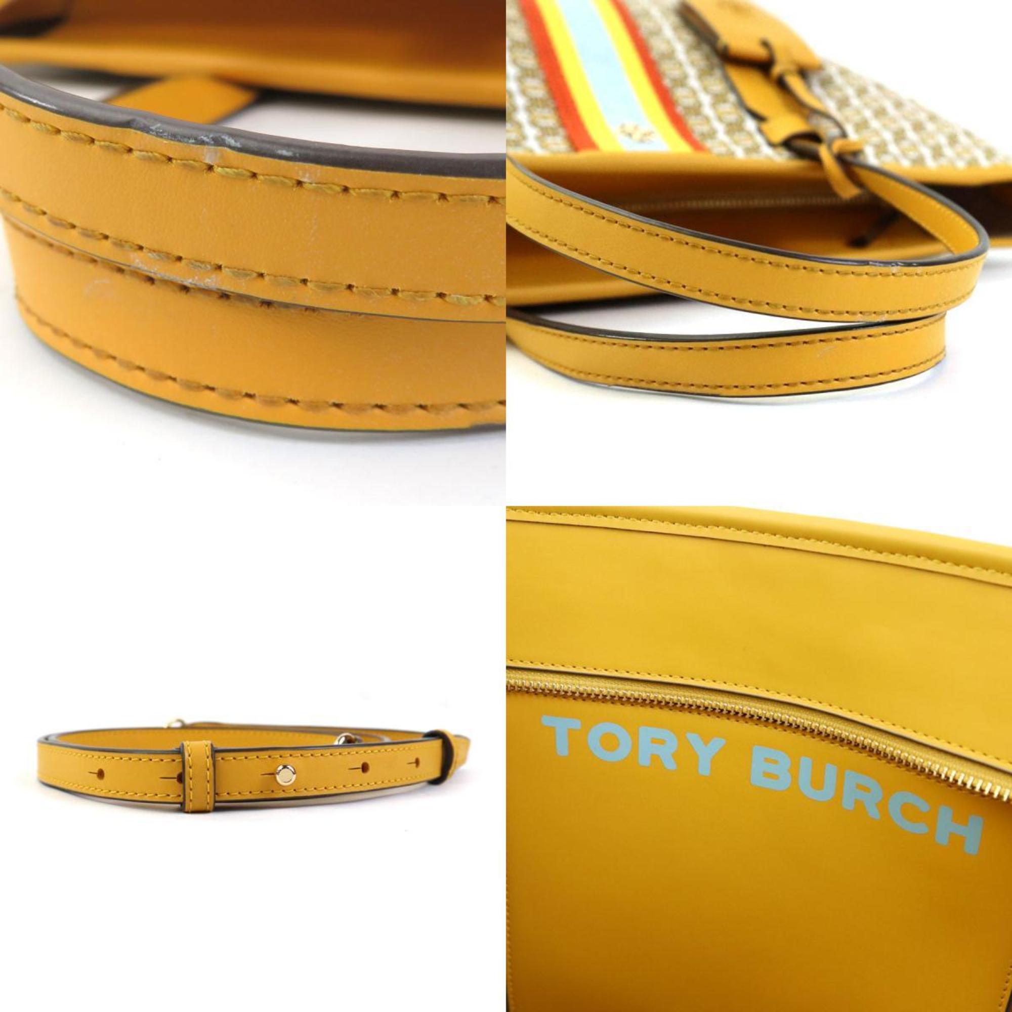 Tory Burch Yellow Coated Canvas Pvc Leather Handbag Shoulder Bag (Pre-Owned)
