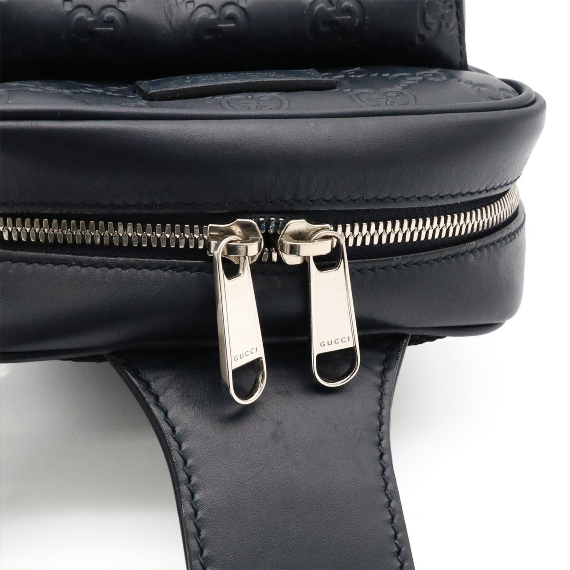 Gucci Navy Leather Shoulder Bag Sling Bag (Pre-Owned)