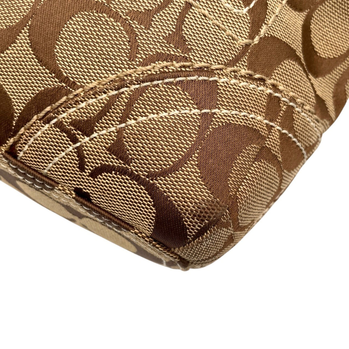 Coach Beige Light Brown Canvas Leather Shoulder Bag (Pre-Owned)