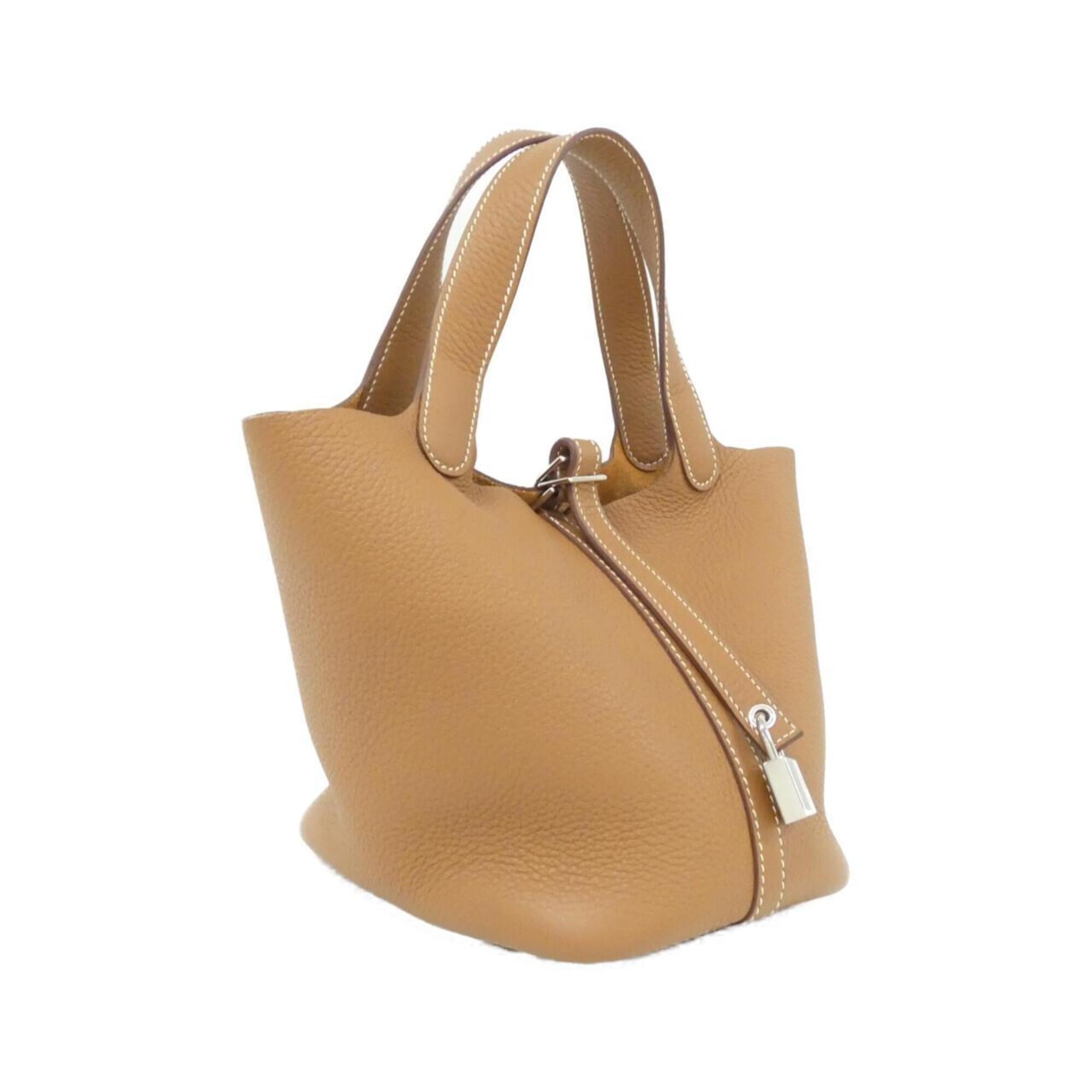 Hermes Brown Gold Taurillon Clemence Leather Handbag (Pre-Owned)