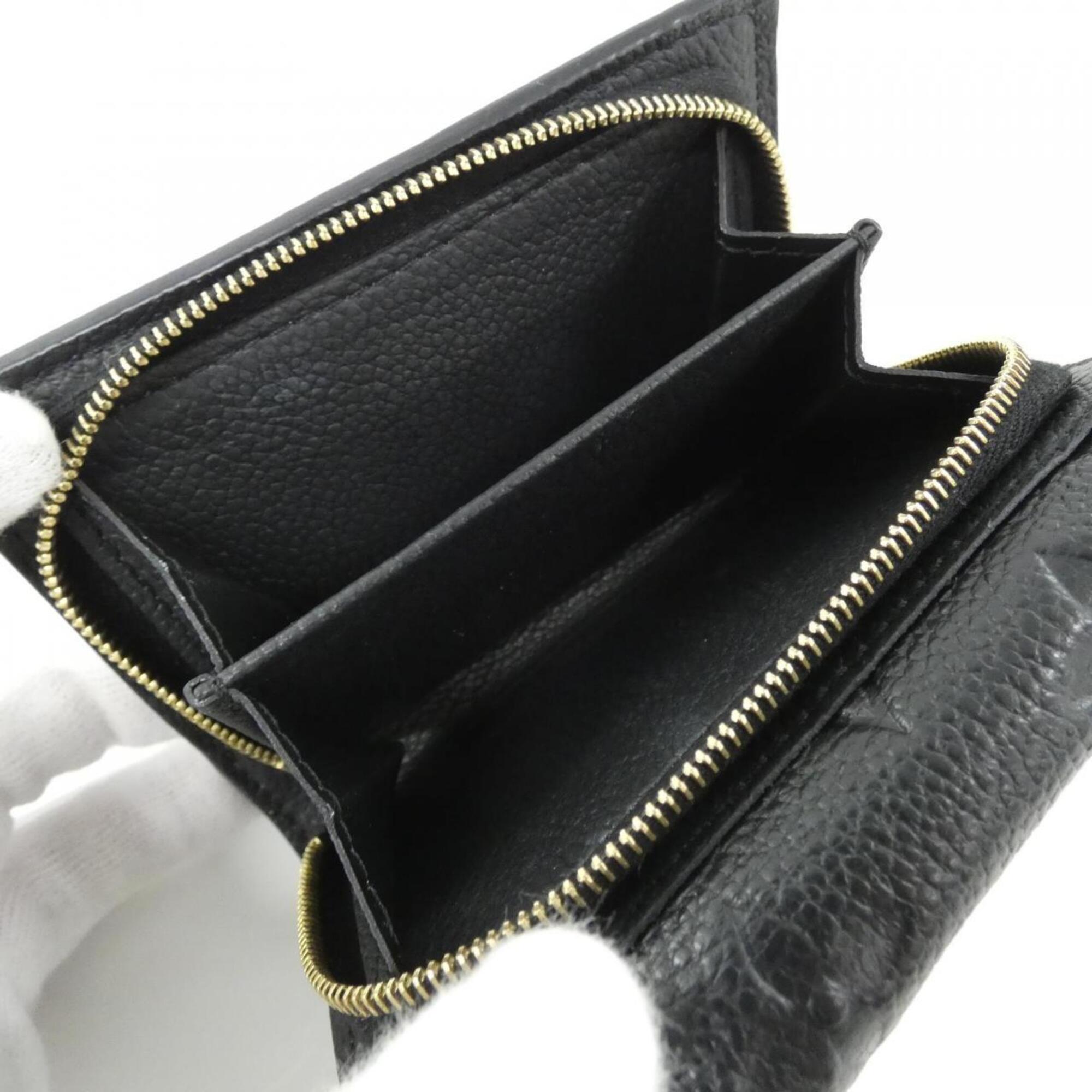 Louis Vuitton Black Leather Wallet (Tri-Fold) (Pre-Owned)
