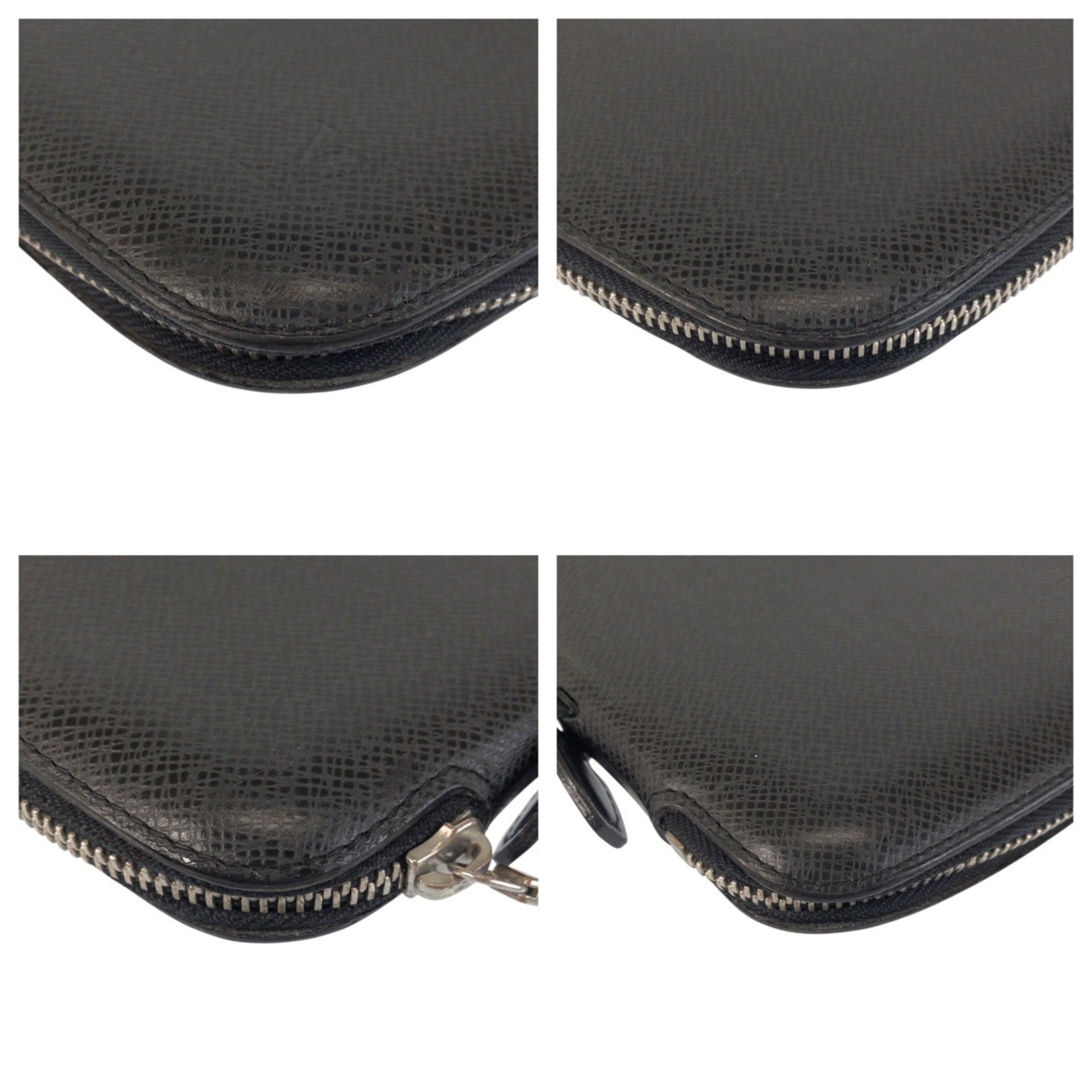 Louis Vuitton Black Leather Long Wallet (Bi-Fold) (Pre-Owned)
