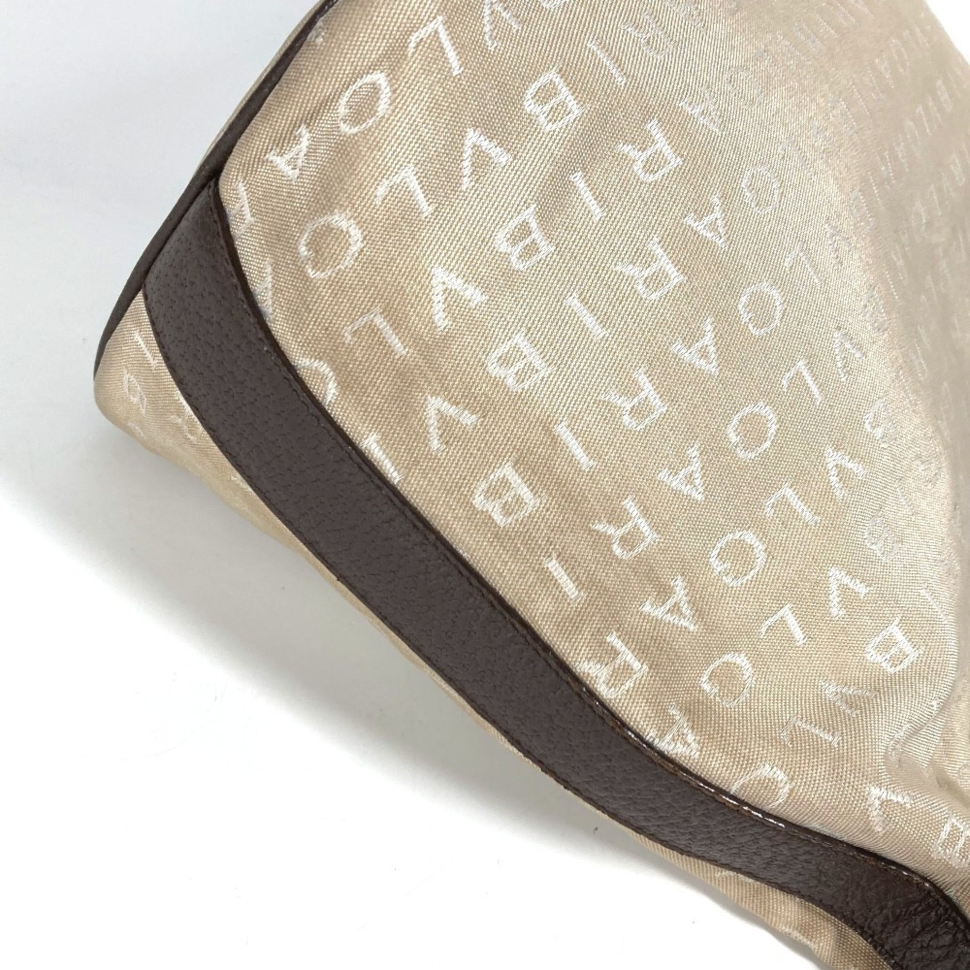 Bvlgari Logomania Beige Leather Canvas Shoulder Bag (Pre-Owned)