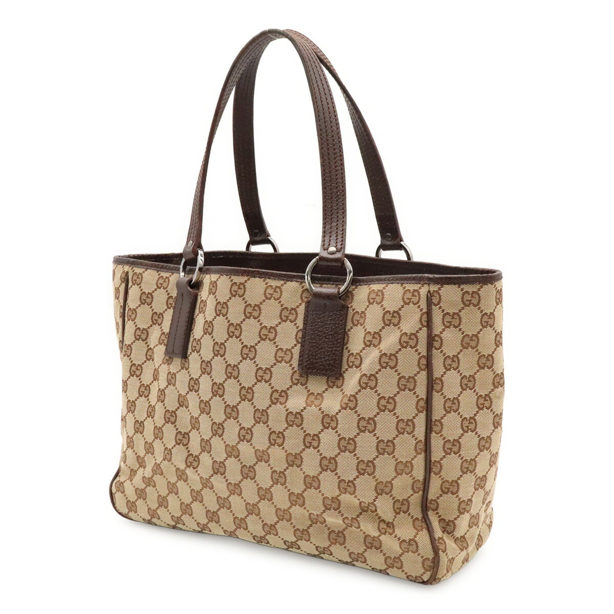 Gucci Beige Dark Brown Khaki Gg Canvas Shoulder Bag Tote Bag (Pre-Owned)