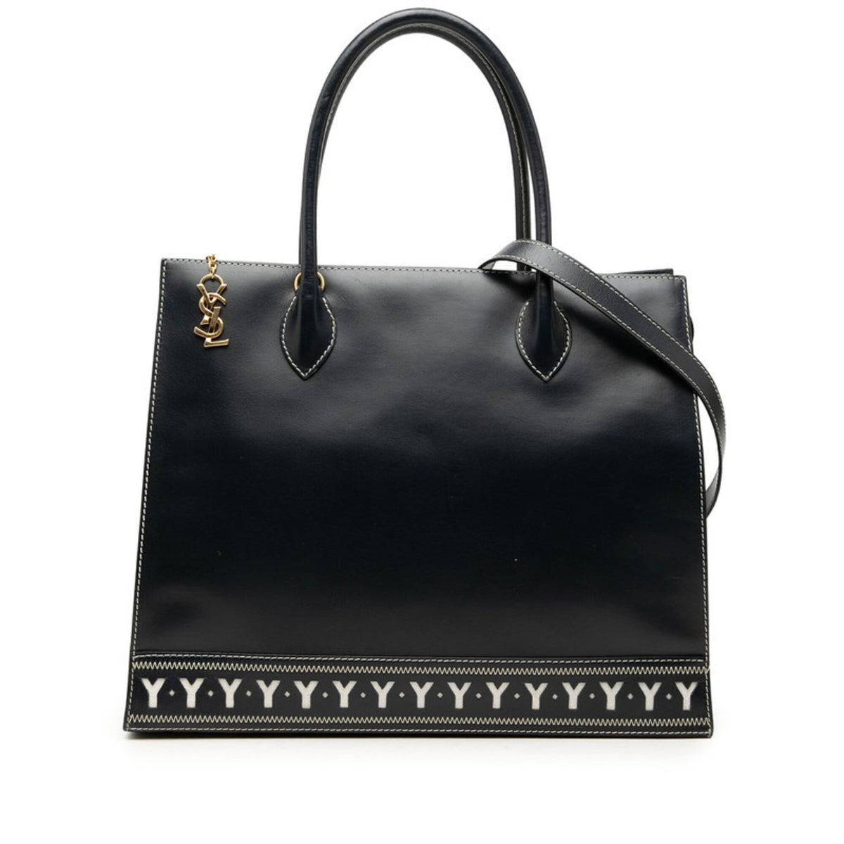 Saint Laurent Navy Leather Shoulder Bag Tote Bag (Pre-Owned)