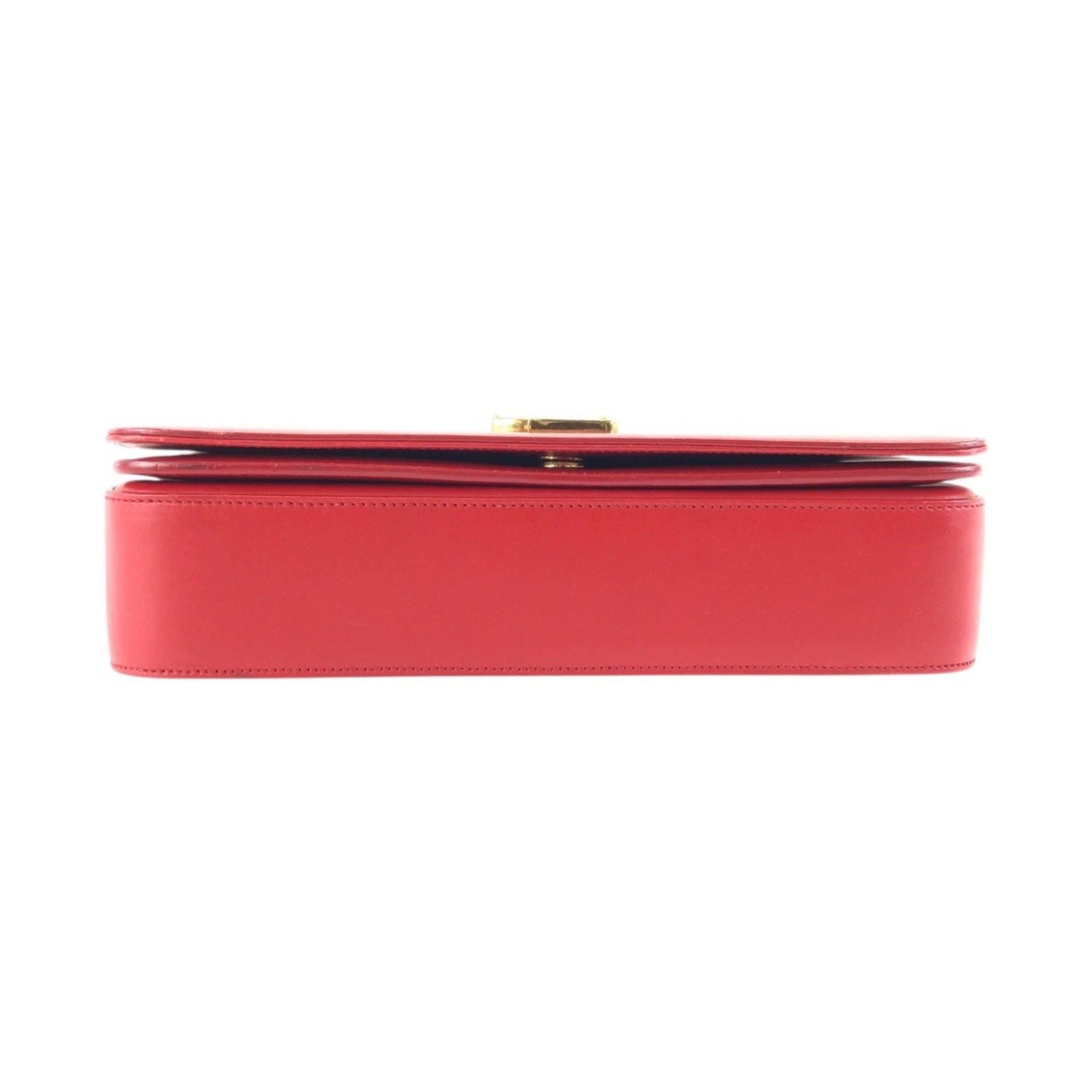 Saint Laurent Red Color Leather Pochette Shoulder Bag (Pre-Owned)