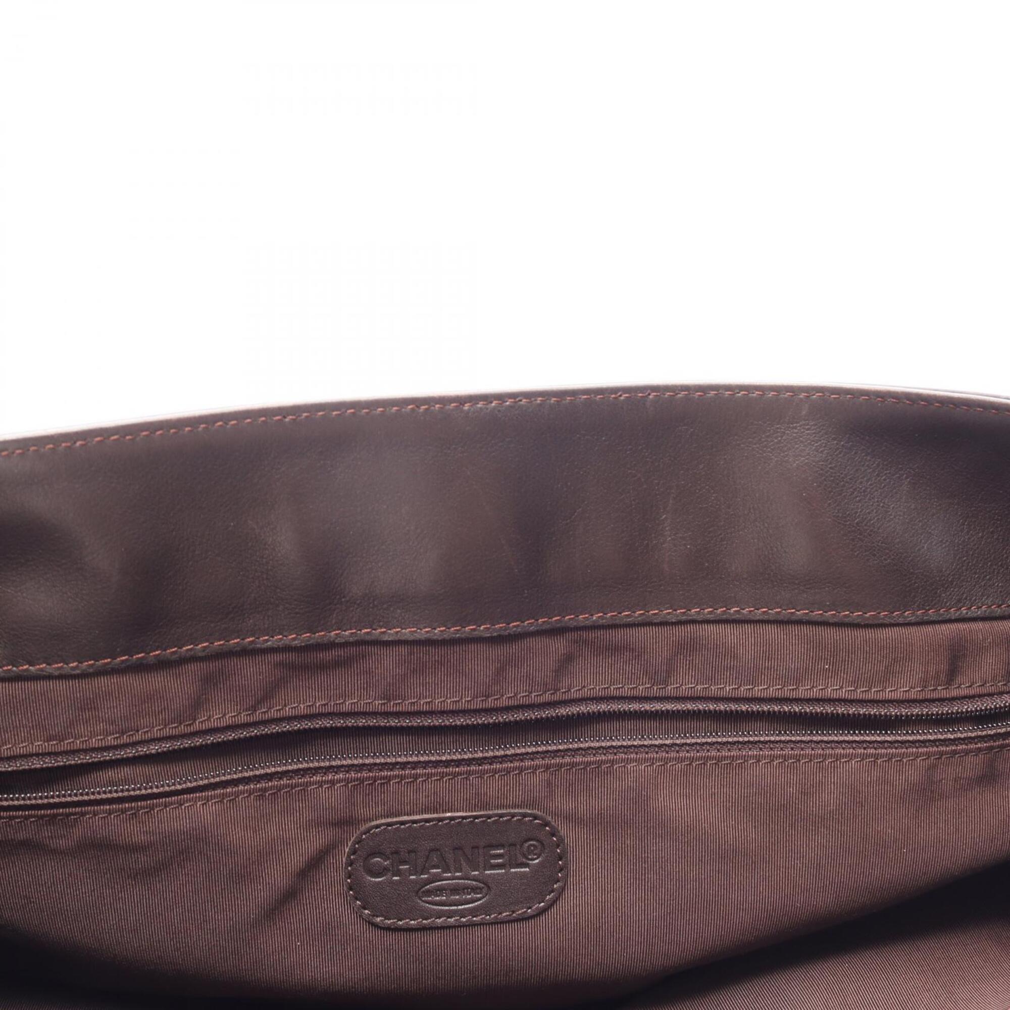Chanel Brown Leather Handbag Tote Bag (Pre-Owned)