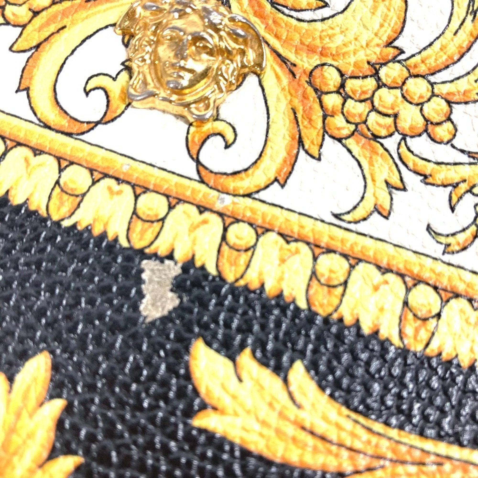 Versace Black Yellow Leather Clutch Bag Pouch (Pre-Owned)