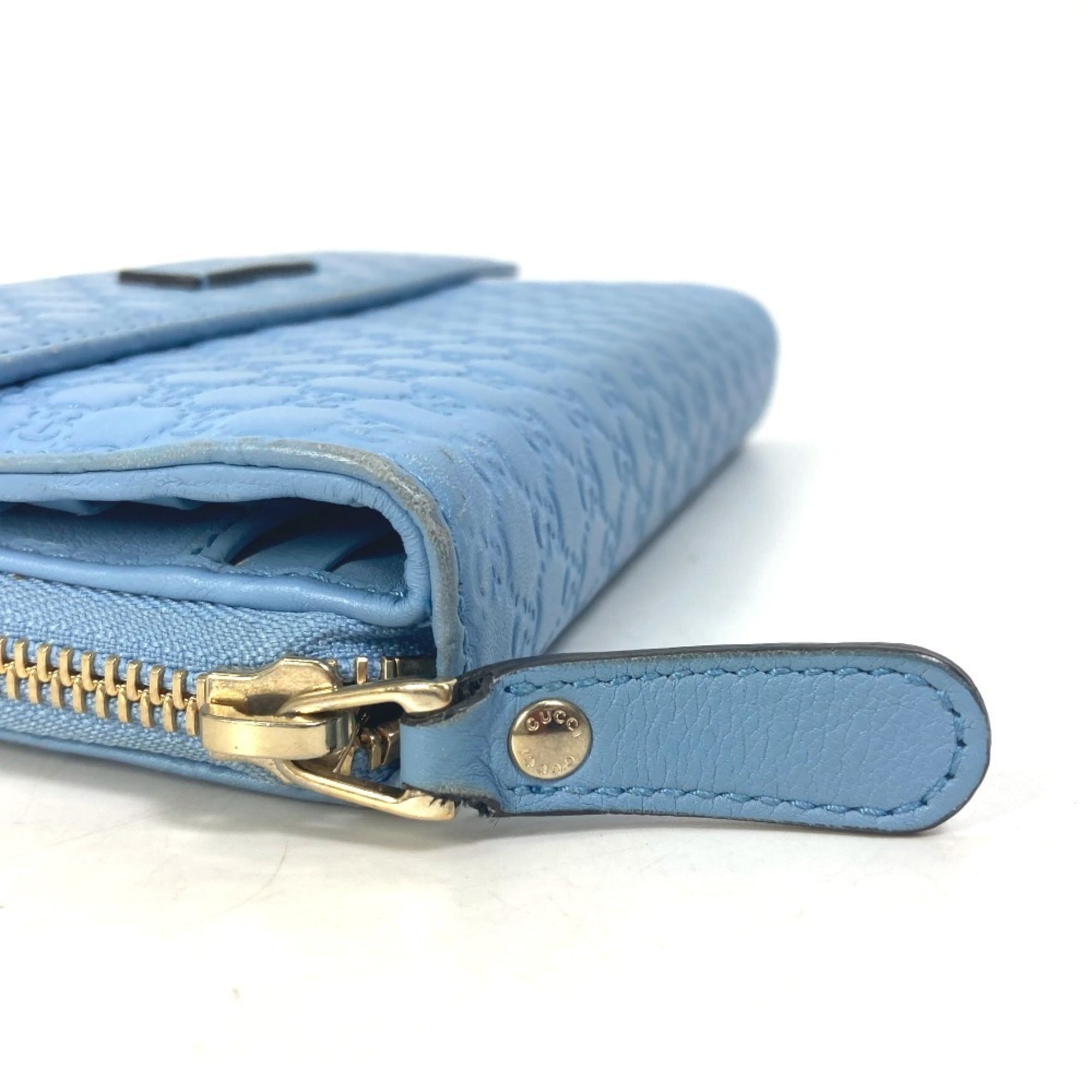 Gucci Light Blue Leather Long Wallet (Bi-Fold) (Pre-Owned)