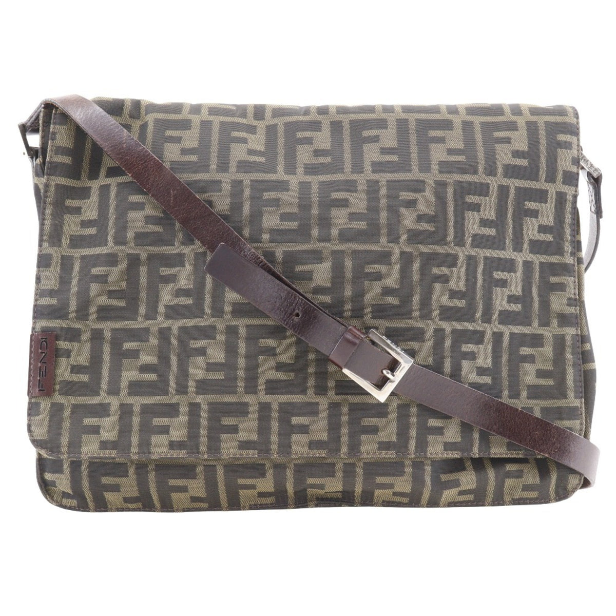 Fendi Brown Nylon Canvas Shoulder Bag (Pre-Owned)