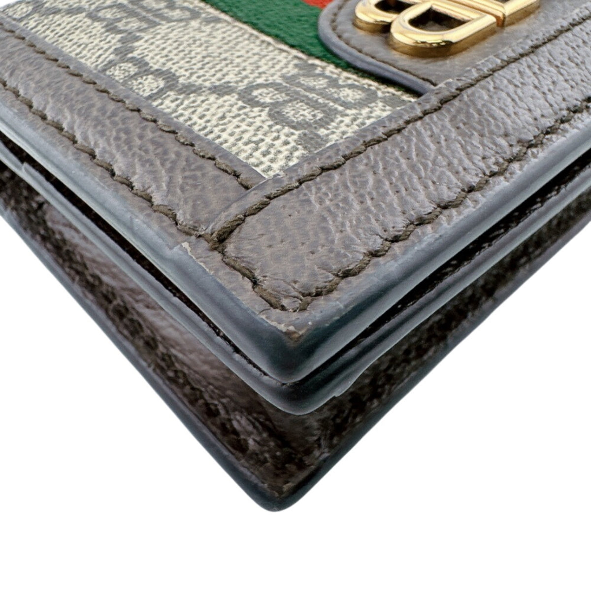 Gucci Brown Green Red Color Pvc Canvas Leather Wallet (Bi-Fold) (Pre-Owned)