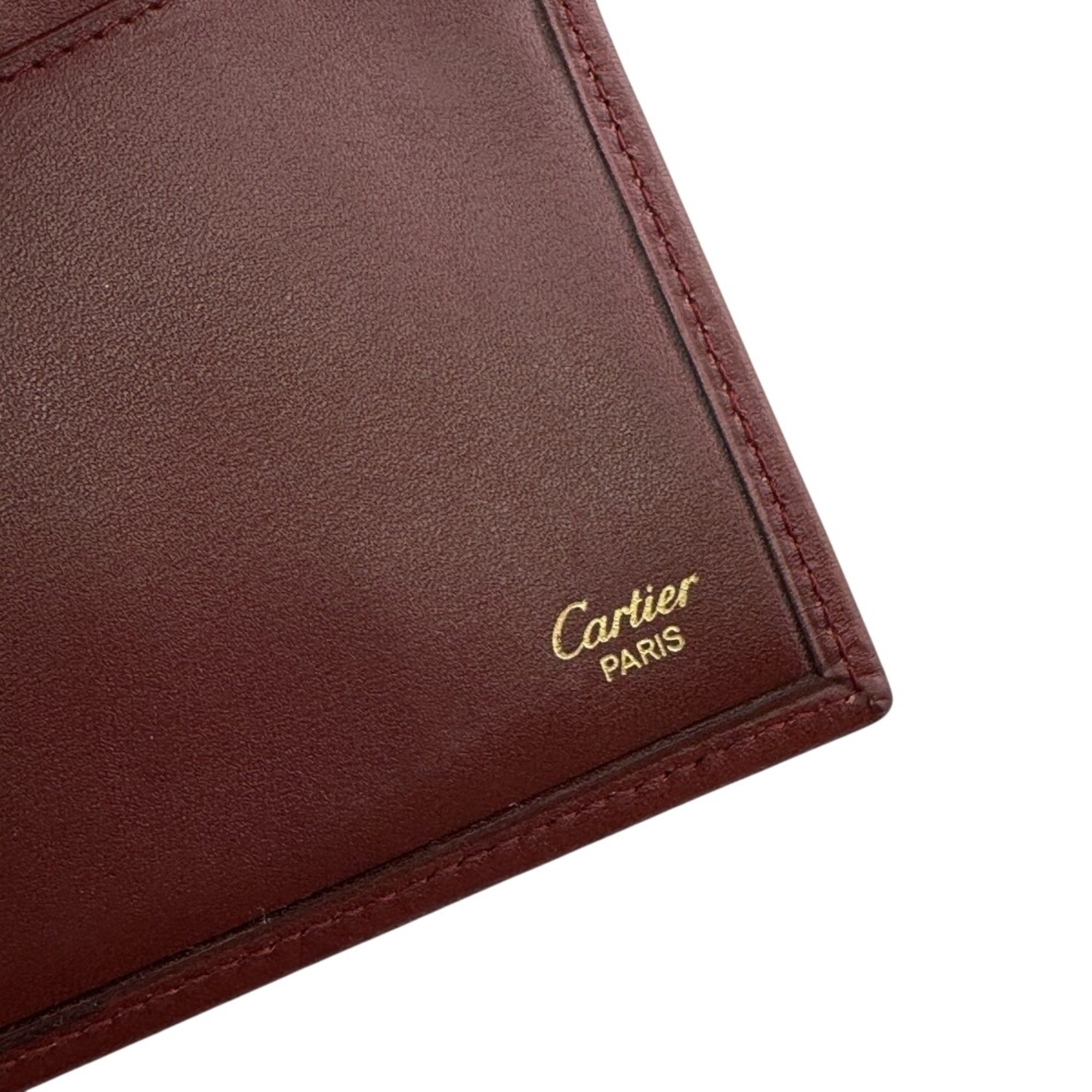 Cartier Must Red Color Leather Long Wallet (Bi-Fold) (Pre-Owned)