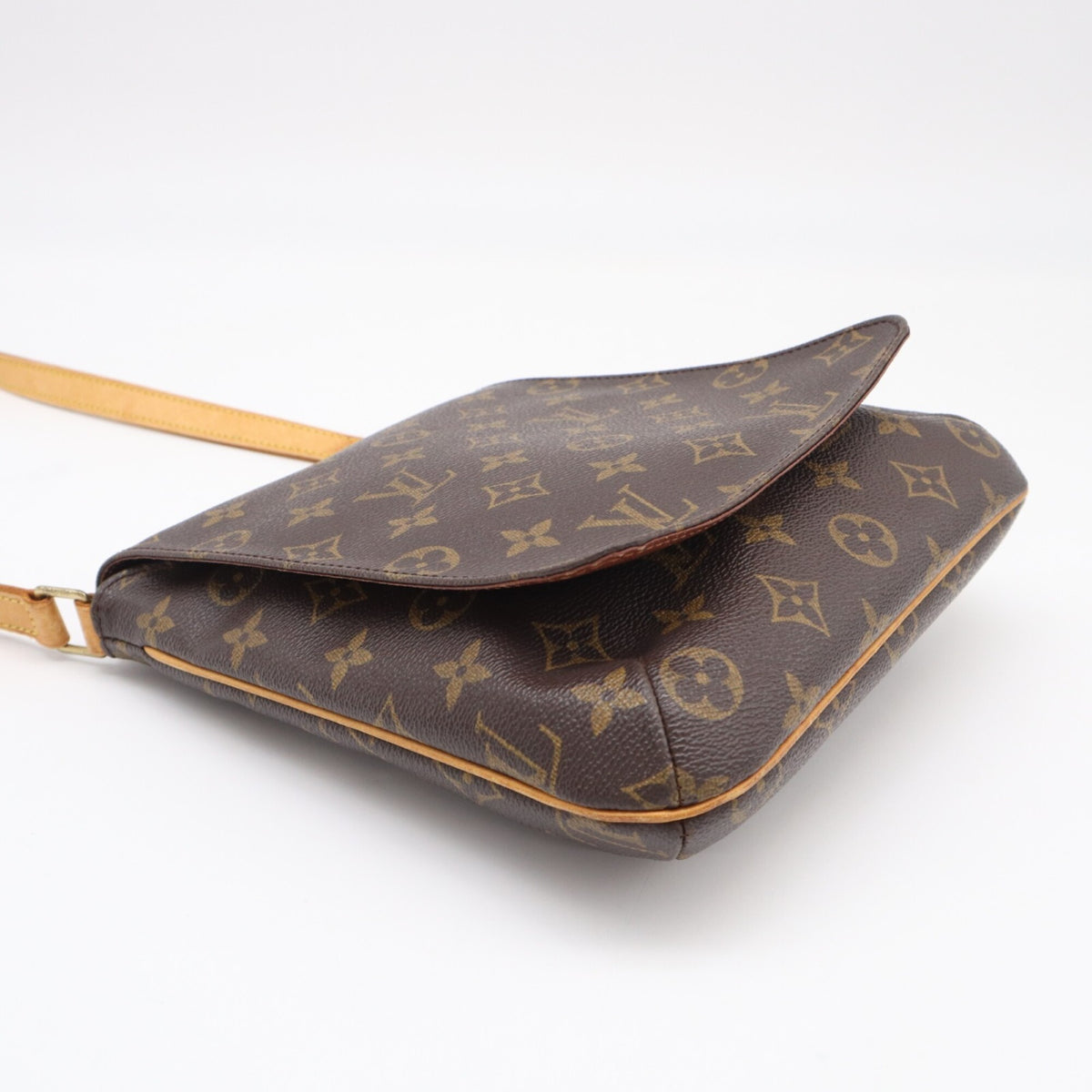 Louis Vuitton Beige Brown Coated Canvas Leather Shoulder Bag (Pre-Owned)