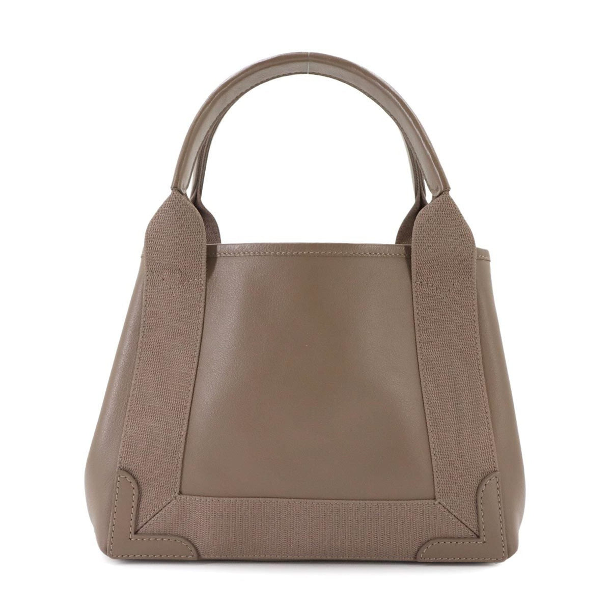 Balenciaga Brown Leather Canvas Handbag Pouch Tote Bag (Pre-Owned)