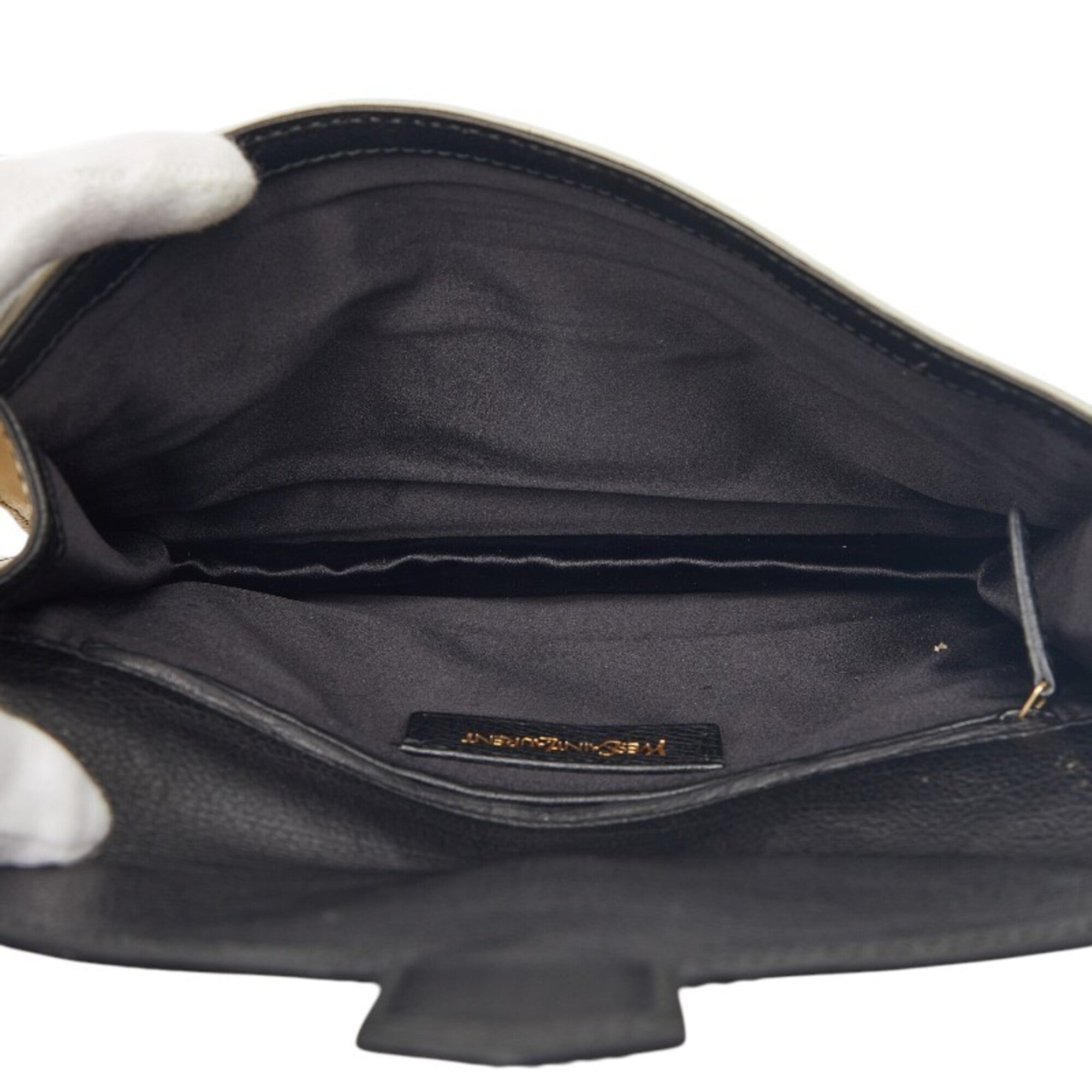 Saint Laurent Black White Leather Clutch Bag (Pre-Owned)