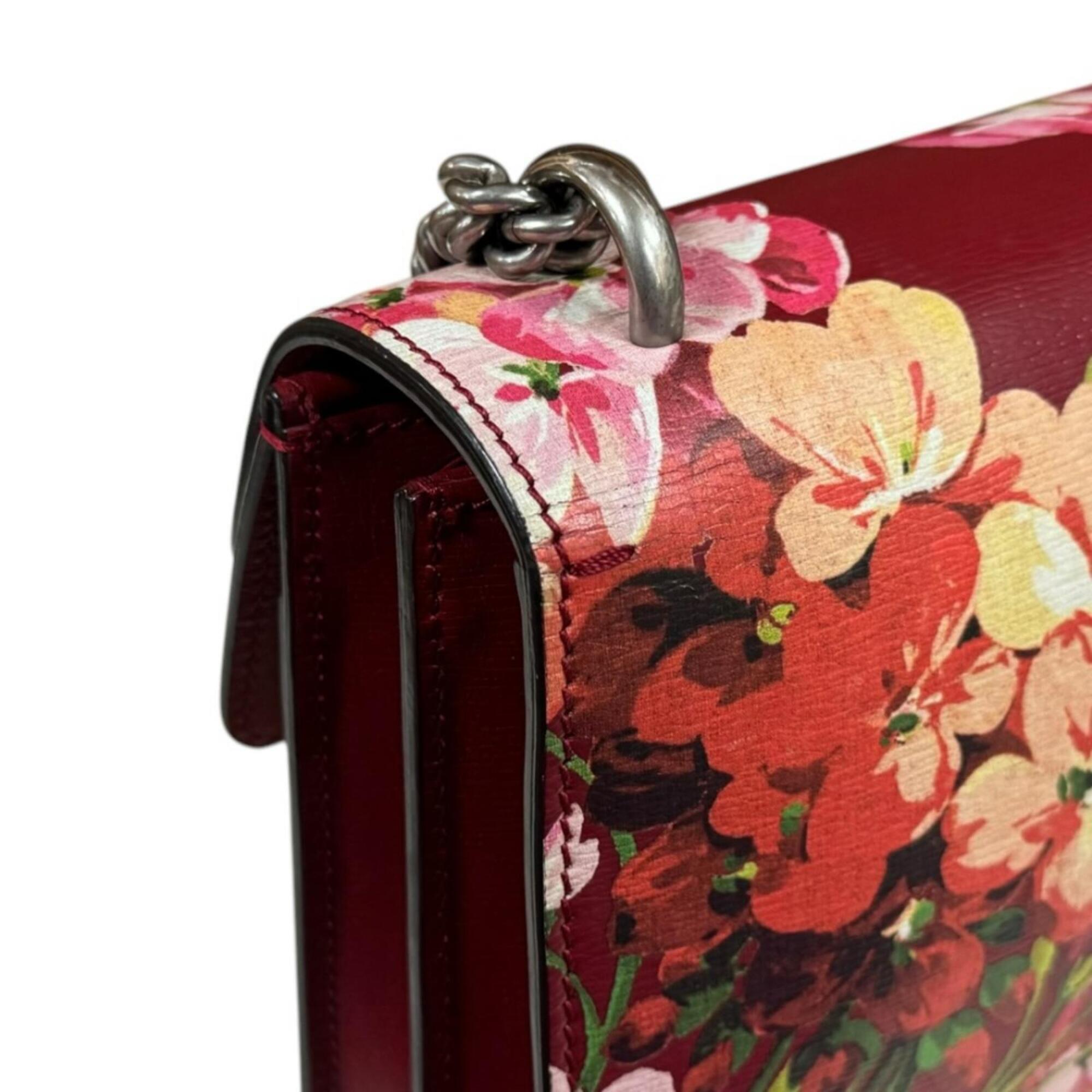 Gucci Gg Blooms Red Color Leather Handbag Shoulder Bag (Pre-Owned)