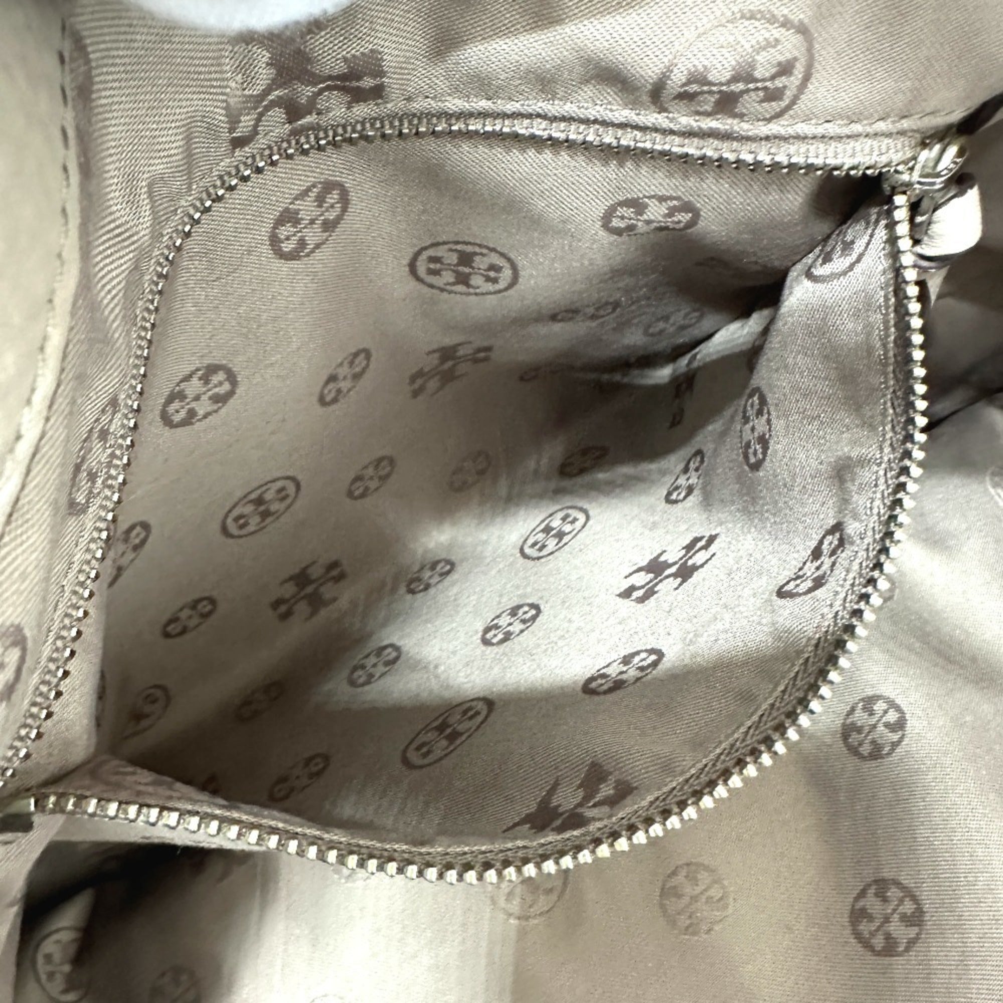 Tory Burch Beige Leather Shoulder Bag Tote Bag (Pre-Owned)