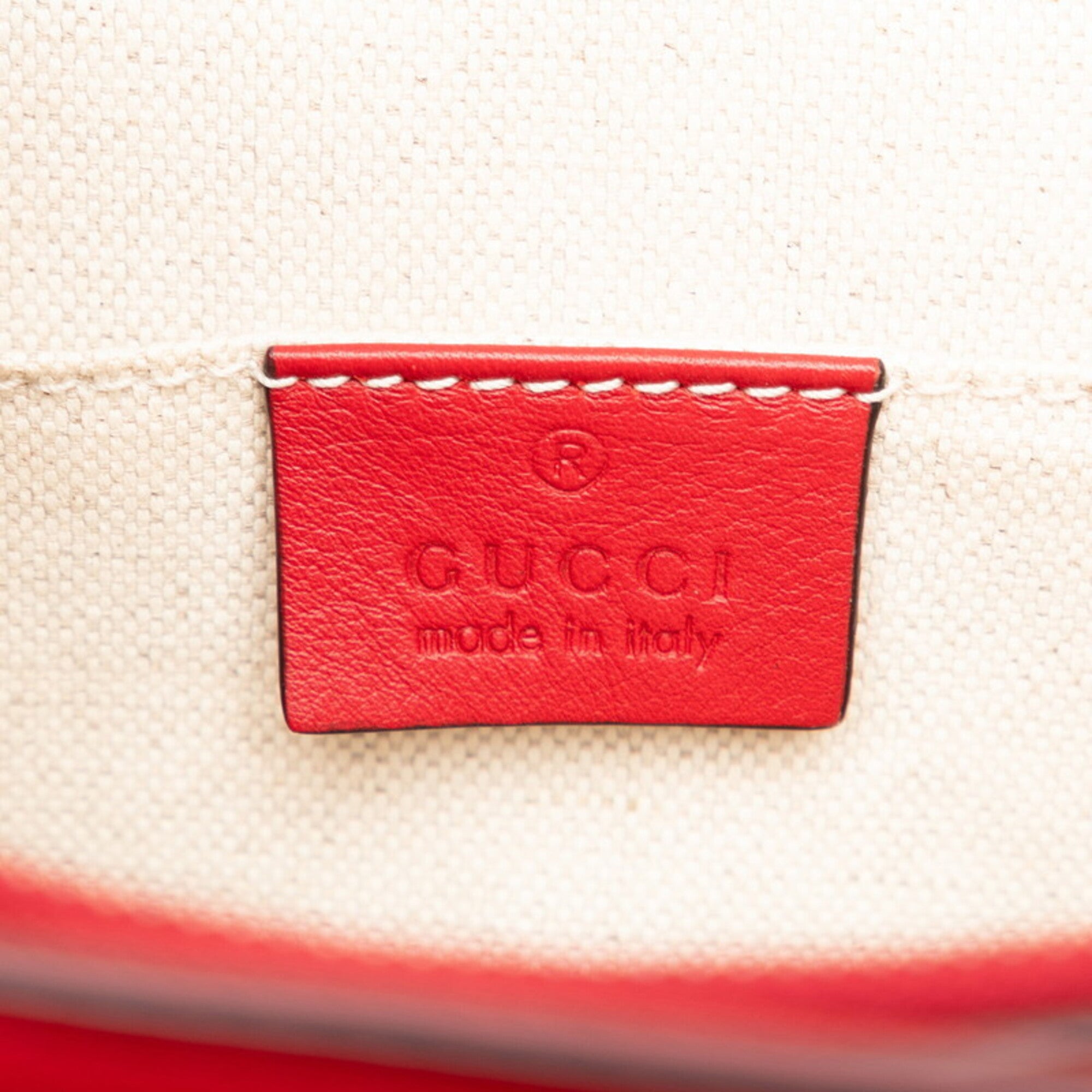 Gucci Red Color Leather Handbag Shoulder Bag (Pre-Owned)
