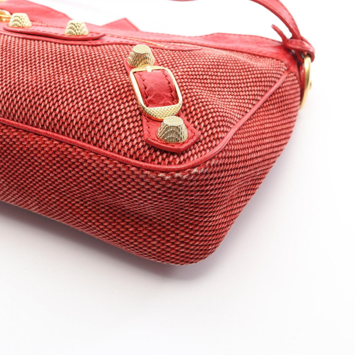 Balenciaga Red Color Canvas Leather Handbag Shoulder Bag (Pre-Owned)