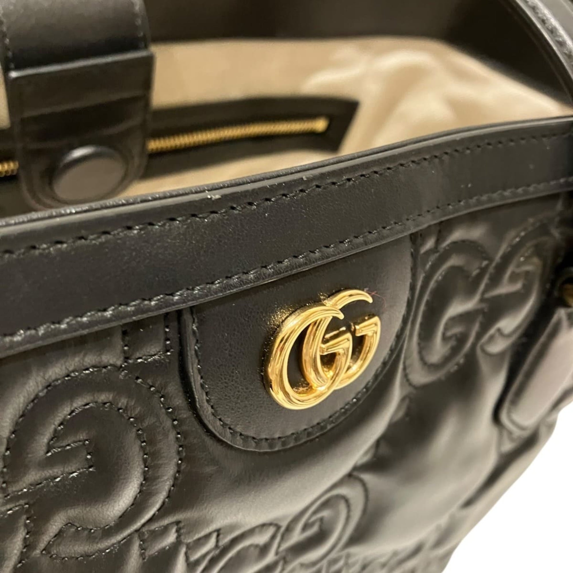 Gucci Black Leather Tote Bag (Pre-Owned)