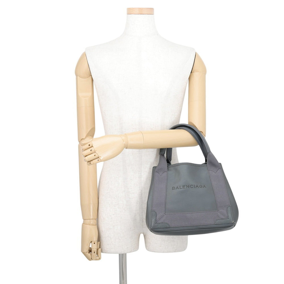 Balenciaga Gray Leather Canvas Handbag (Pre-Owned)