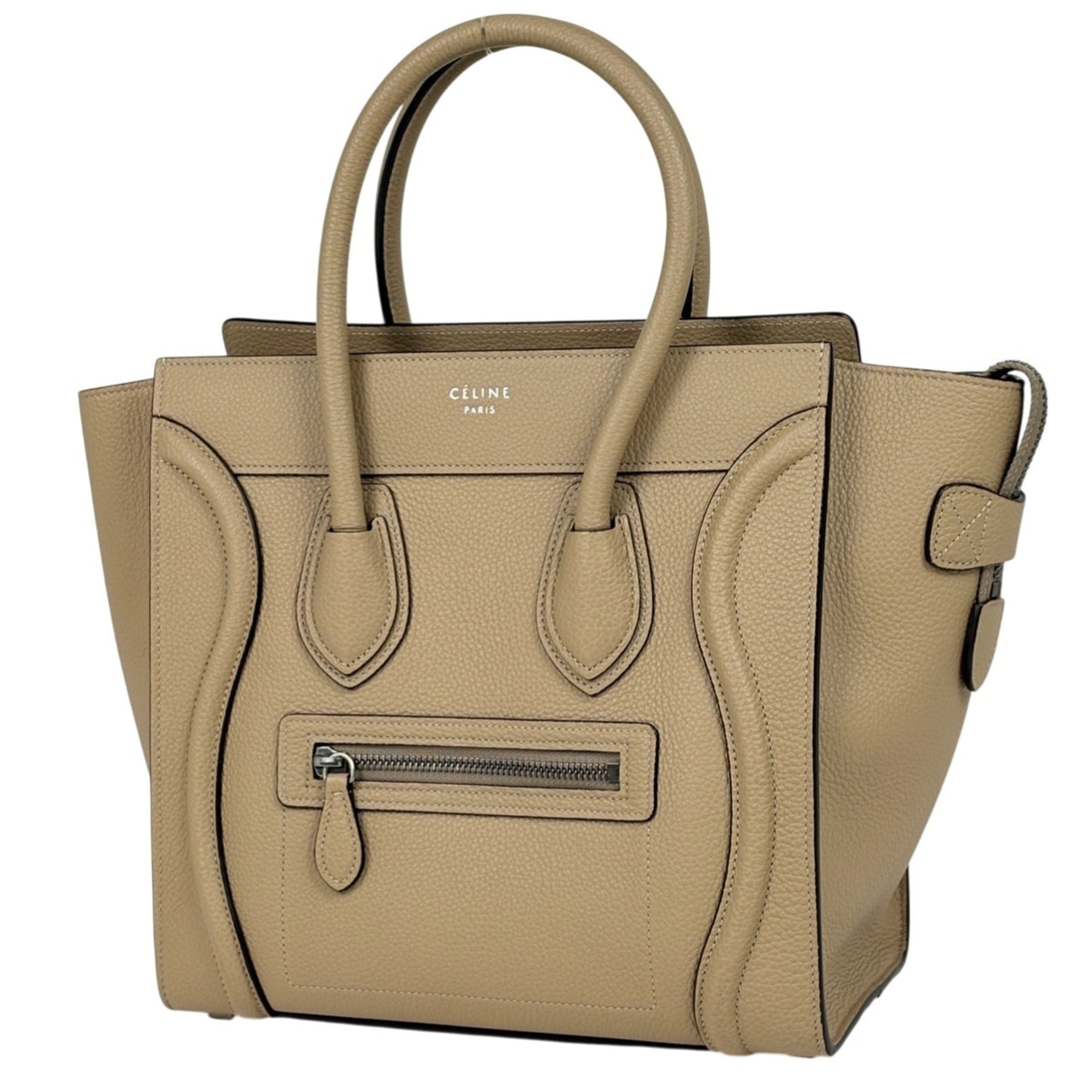 Celine Beige Leather Handbag Tote Bag (Pre-Owned)