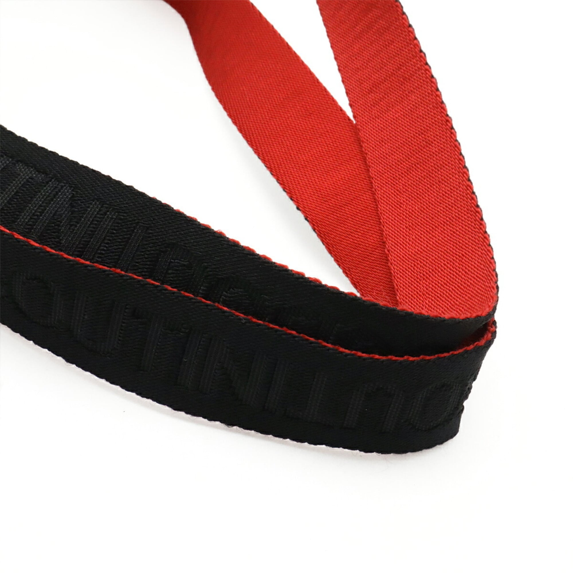Christian Louboutin Beige Black Red Color Raffia Canvas Leather Shoulder Bag Tote Bag (Pre-Owned)