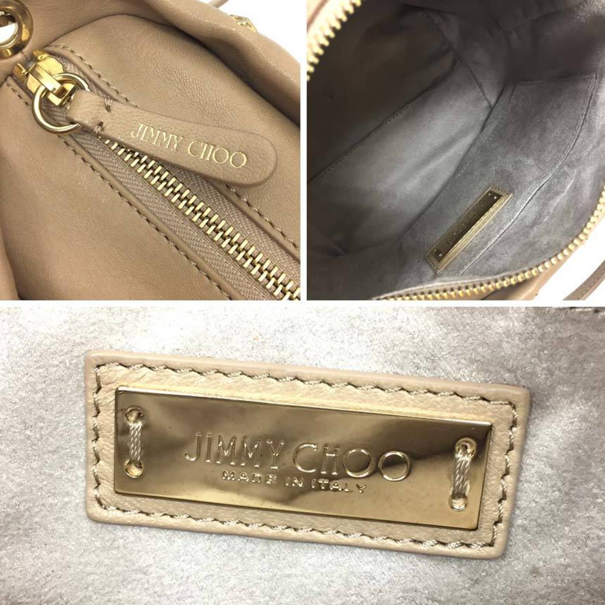 Jimmy Choo Gold Leather Handbag Shoulder Bag Tote Bag (Pre-Owned)