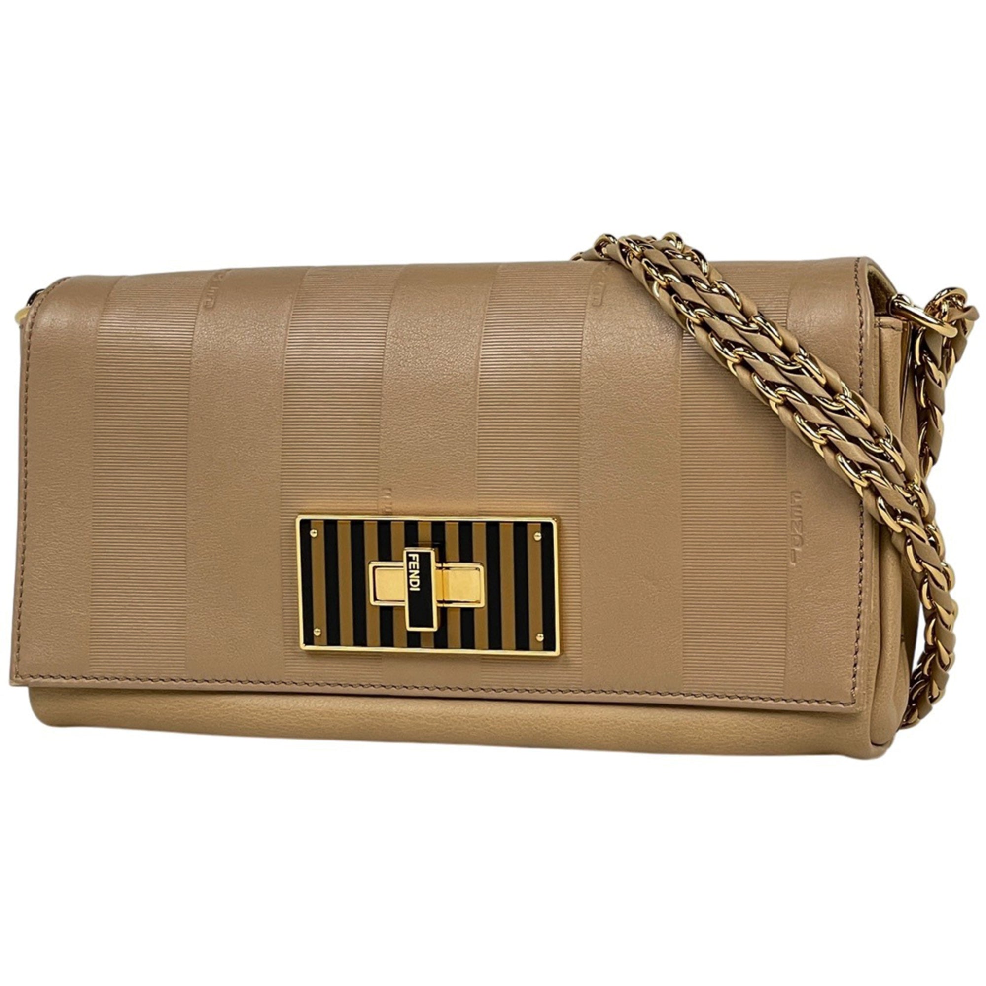 Fendi Beige Leather Shoulder Bag (Pre-Owned)