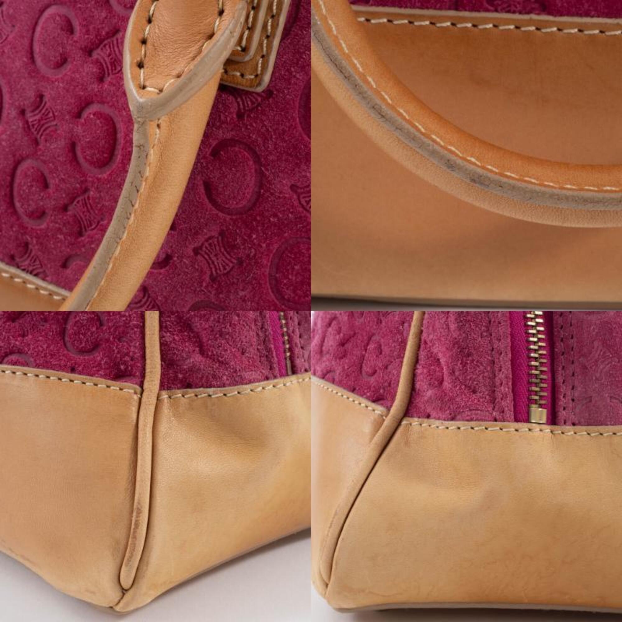 Celine Macadam Camel Purple Suede Leather Handbag (Pre-Owned)