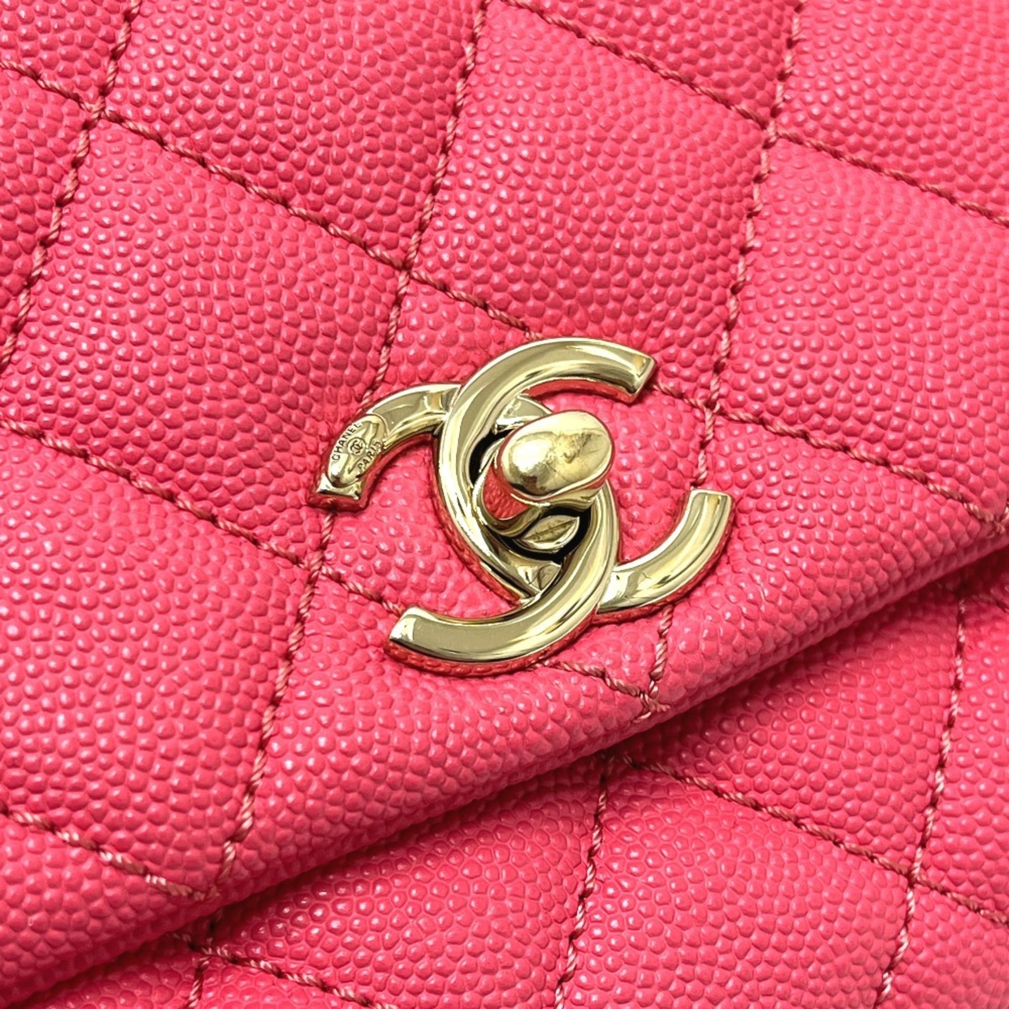 Chanel Coral Pink Grained Calfskin Handbag (Pre-Owned)