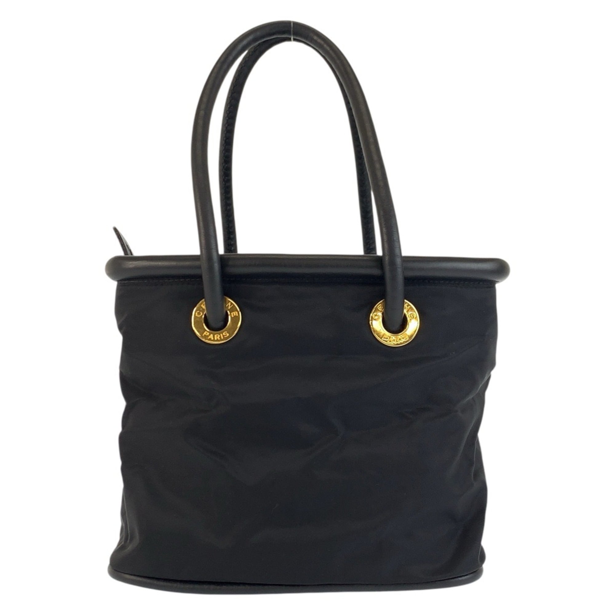 Celine Black Nylon Leather Handbag Tote Bag (Pre-Owned)