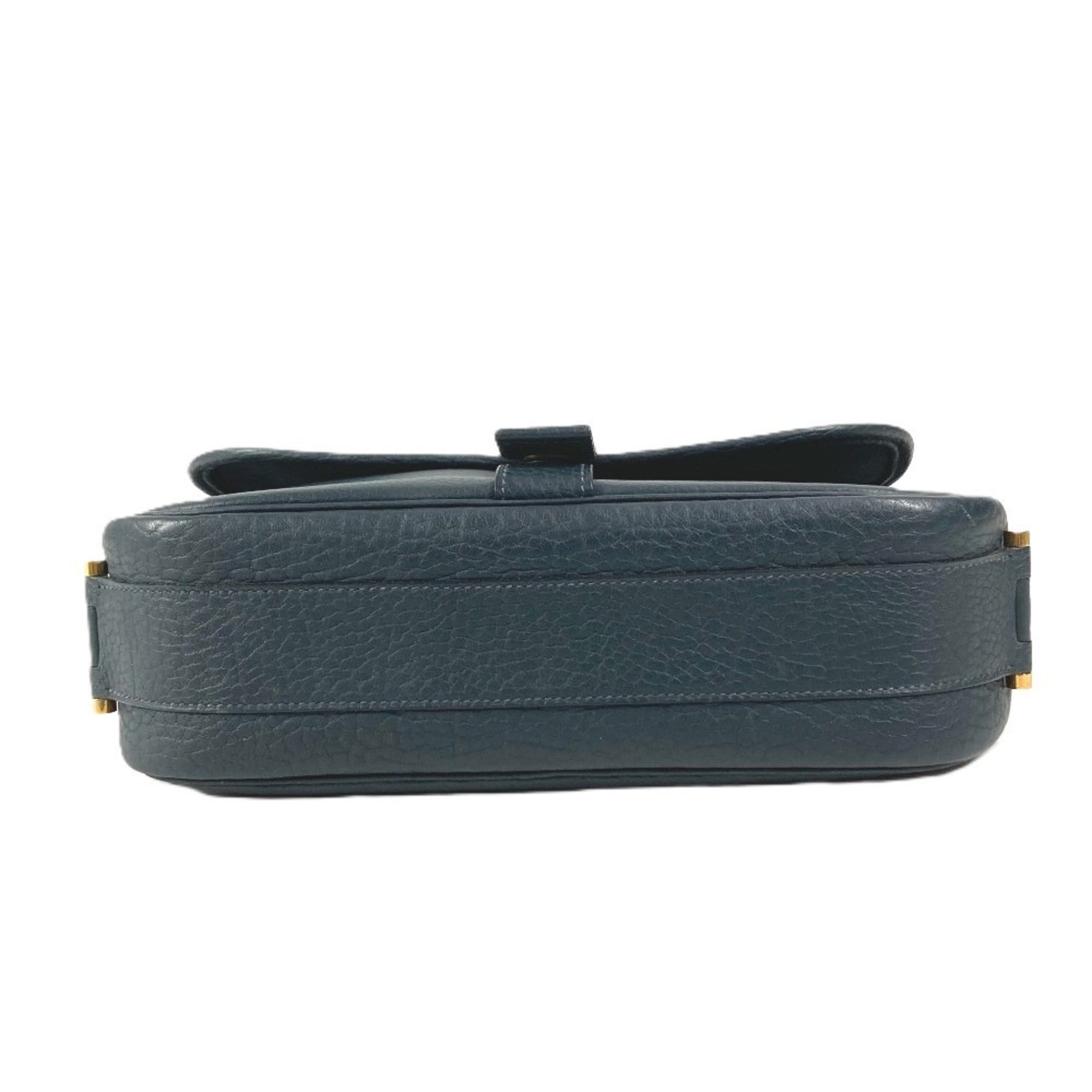 Hermes Navy Leather Shoulder Bag (Pre-Owned)